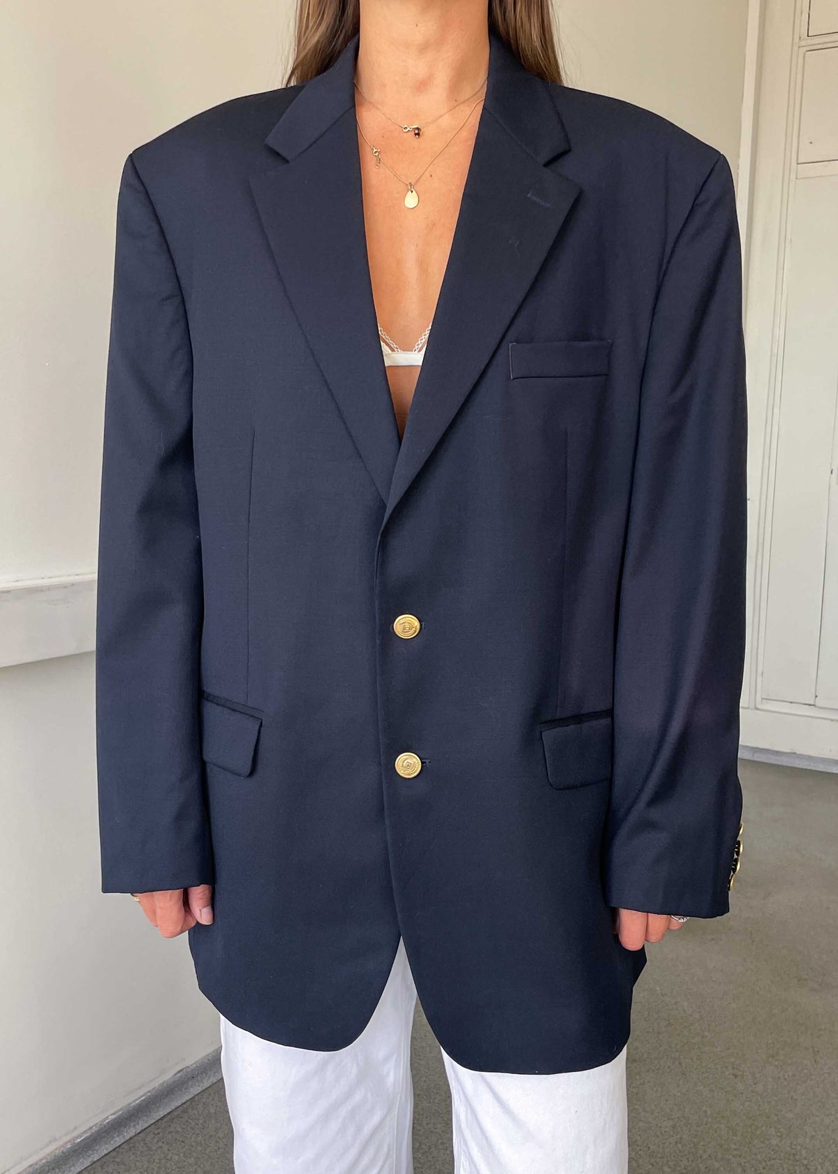 Vintage Navy Blue 100 % WOOL Blazer Chaps by RALPH LAUREN