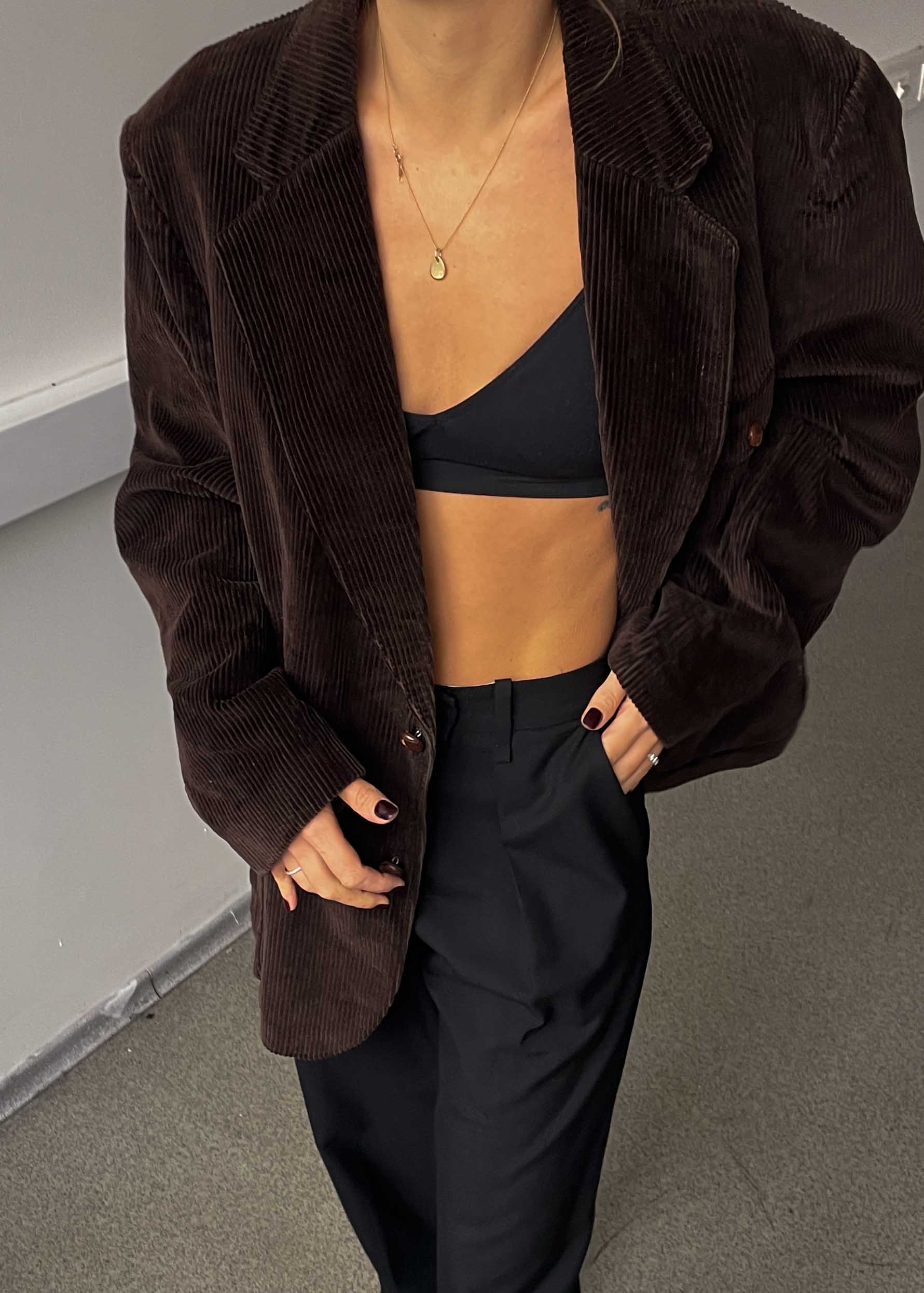 Vintage Brown Oversized Corduroy Blazer