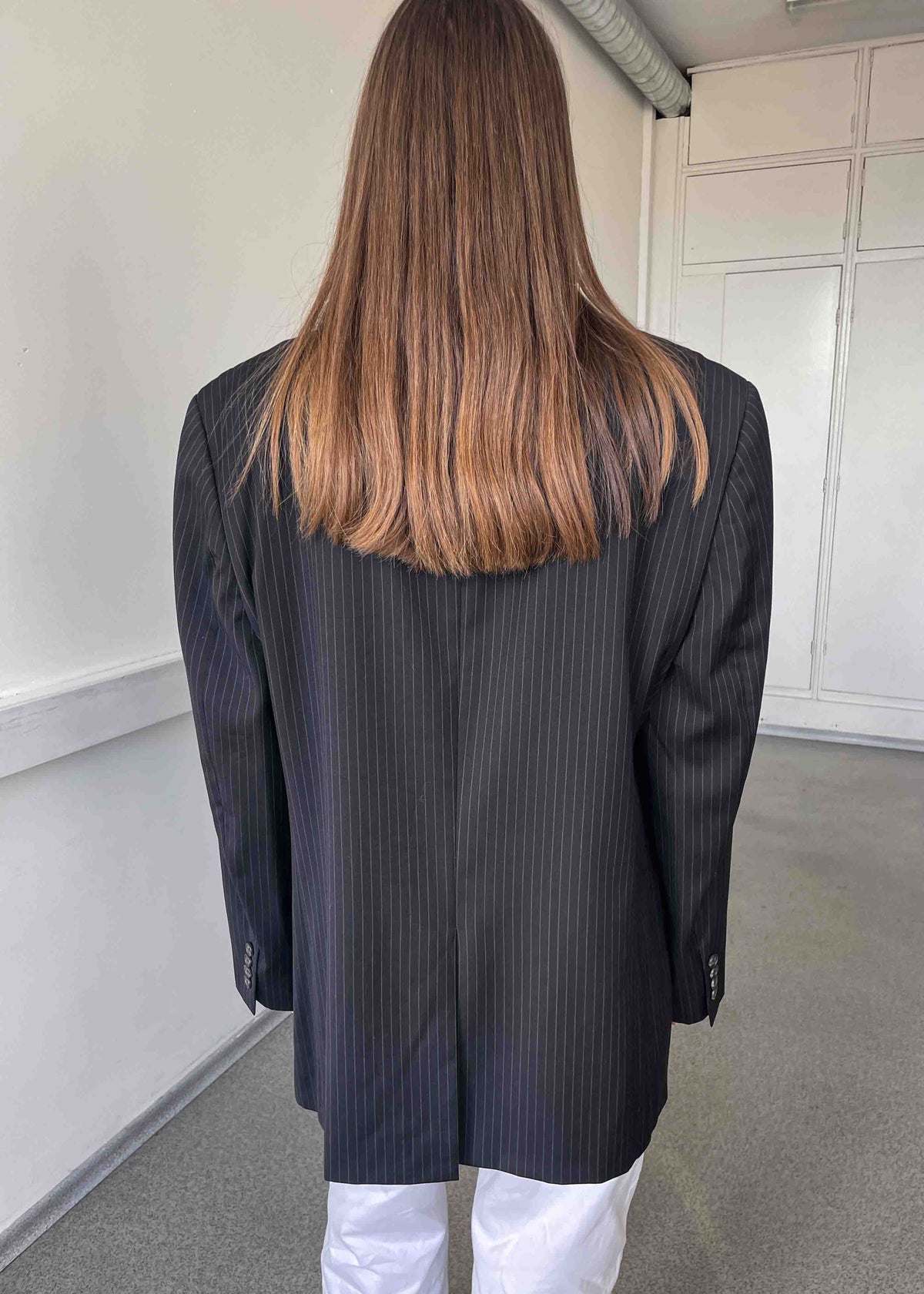 Vintage Black Stripped Oversized 100% WOOL Blazer by RALPH LAUREN