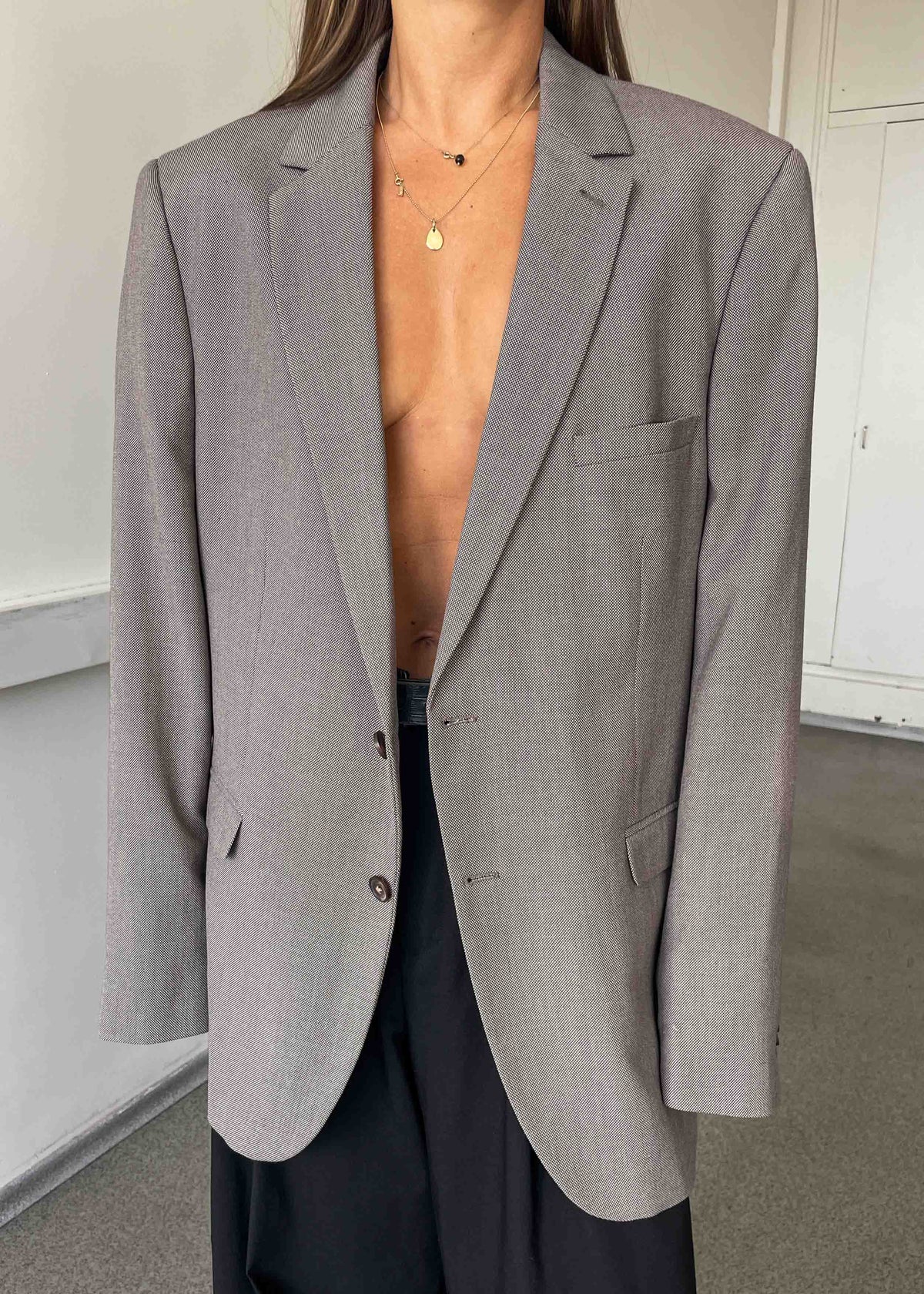 Vintage Brown Patterned Oversized Blazer
