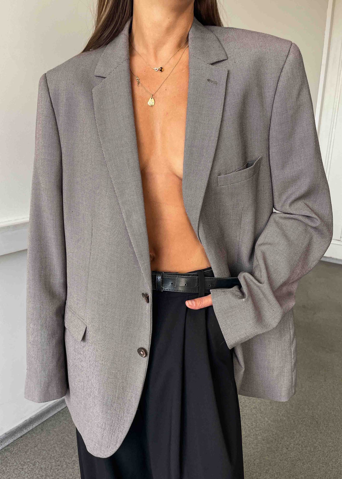 Vintage Brown Patterned Oversized Blazer