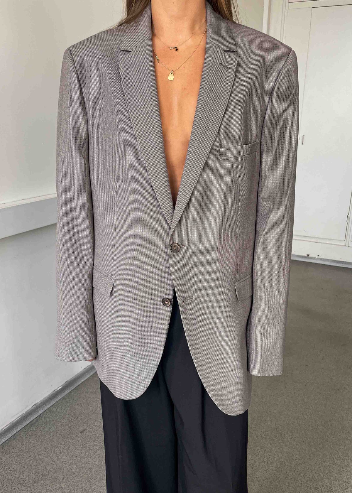 Vintage Brown Patterned Oversized Blazer