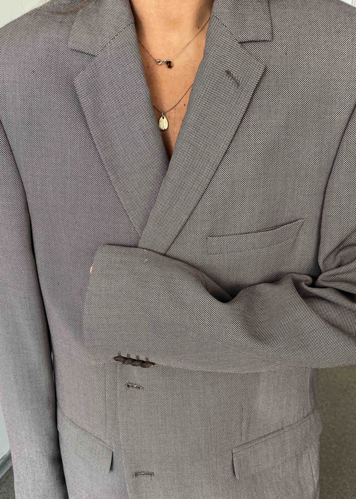 Vintage Brown Patterned Oversized Blazer