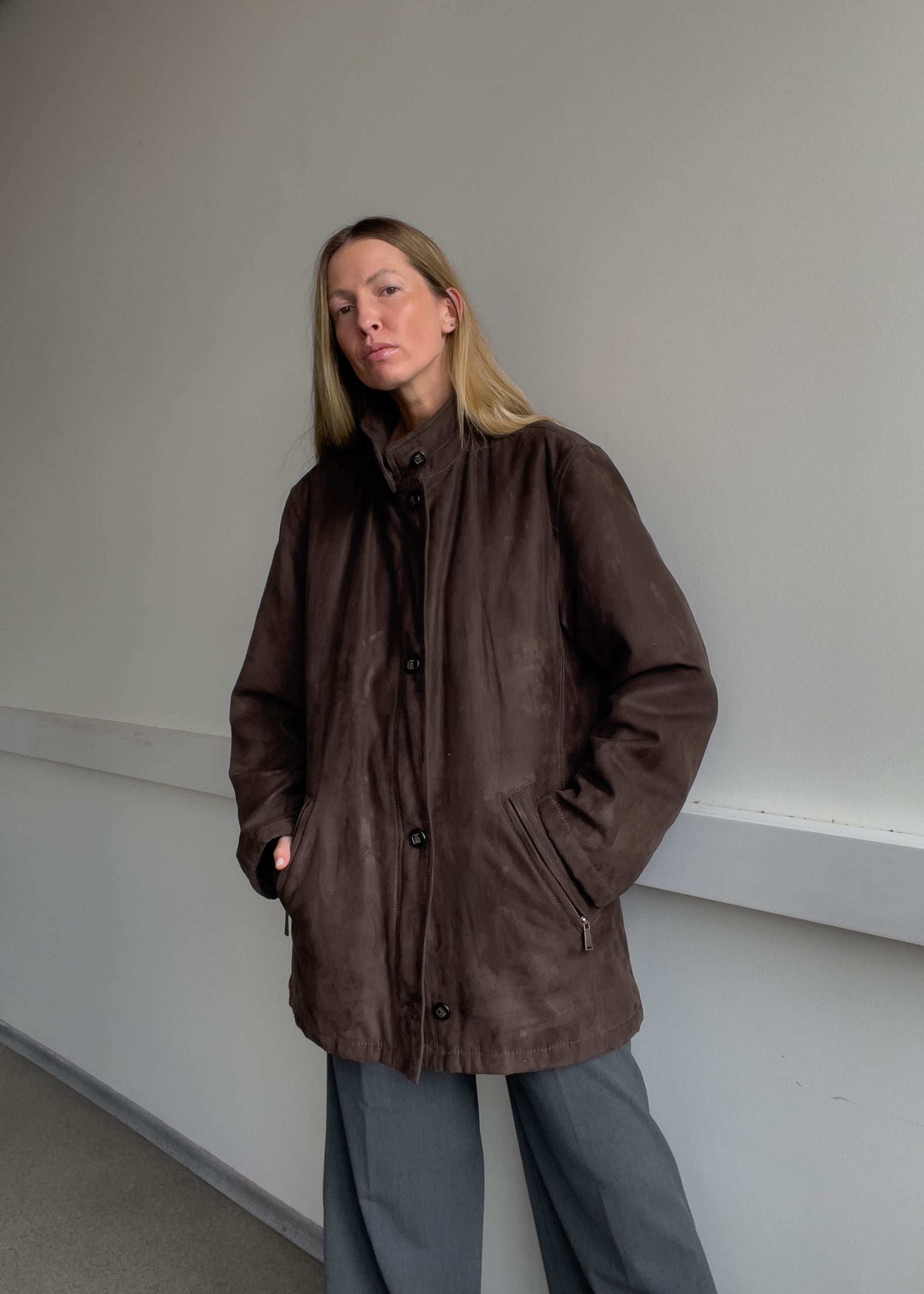 Vintage Brown Oversized Velvet Coat