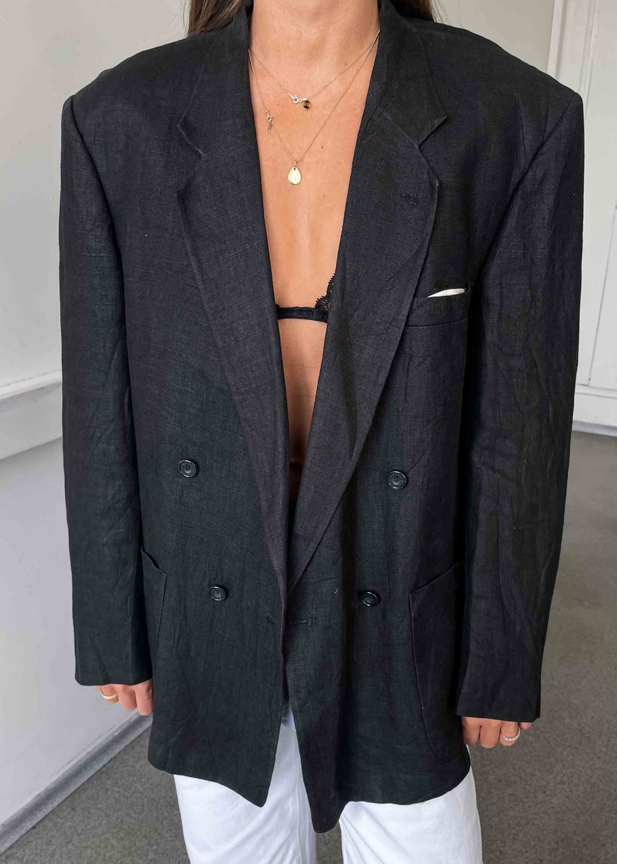 Vintage Black Oversized Double Breasted Blazer by CALVIN KLEIN