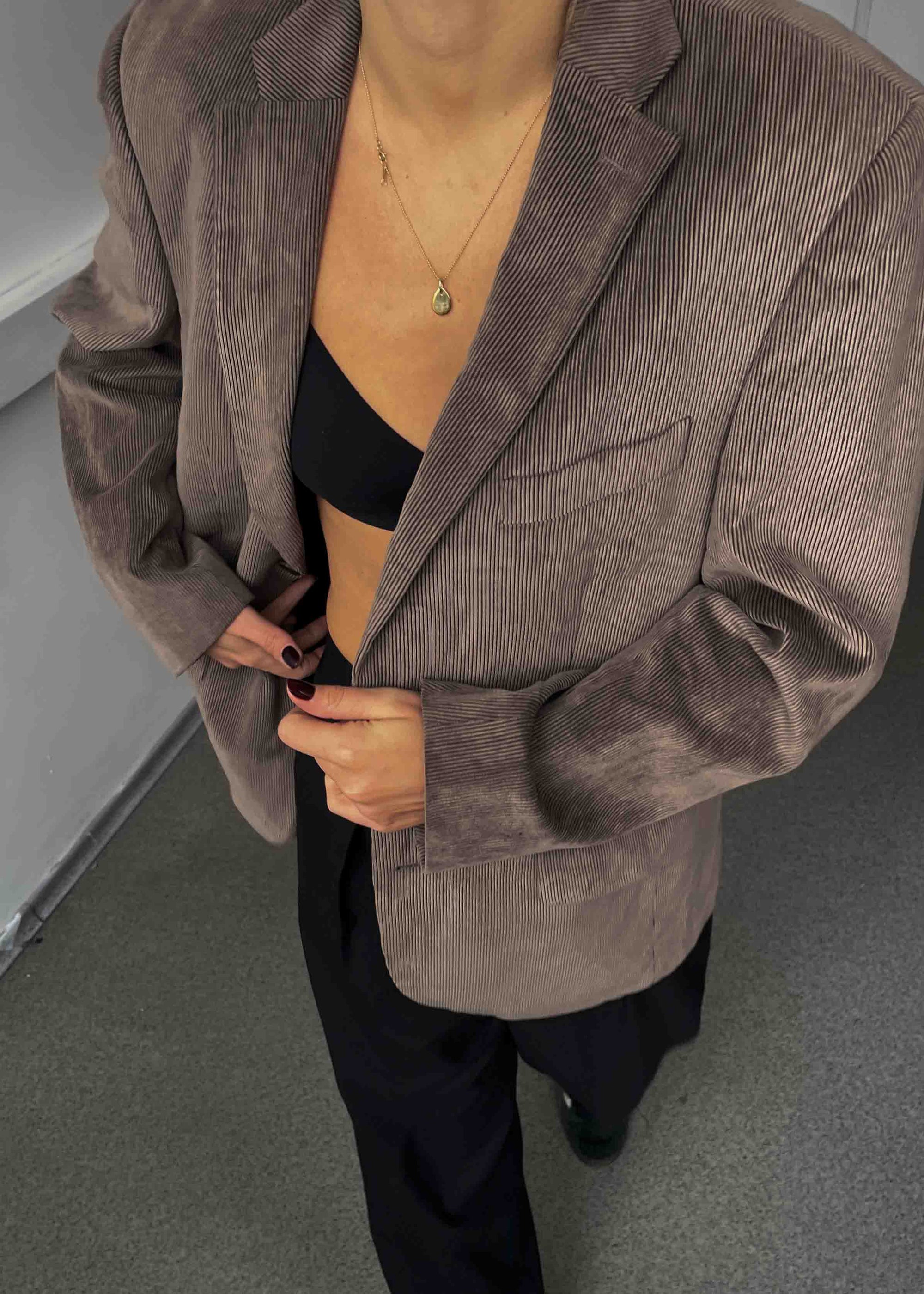 Vintage Cold Brown Oversized Corduroy Blazer