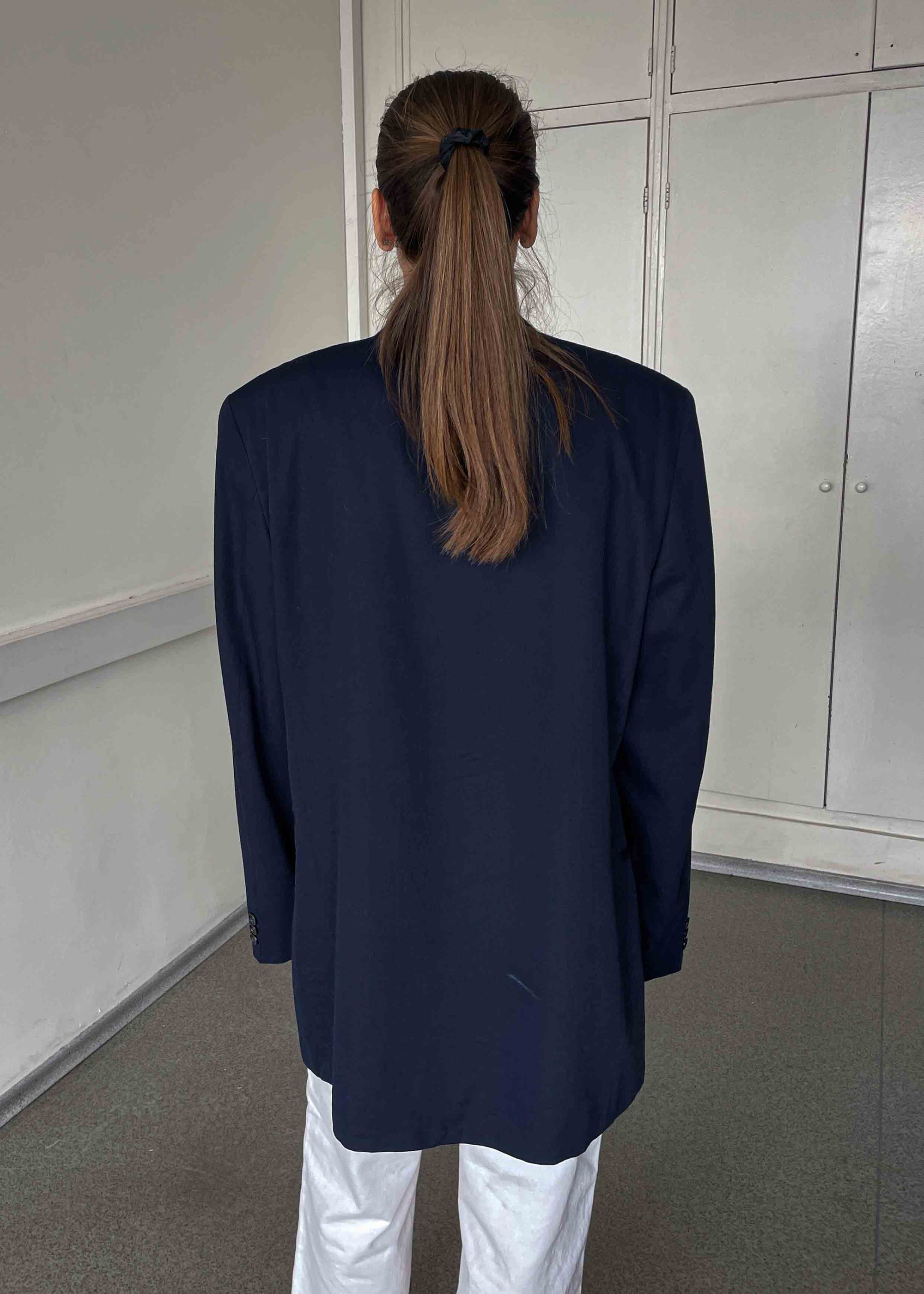Vintage Navy Blue Oversized Extra Long Blazer