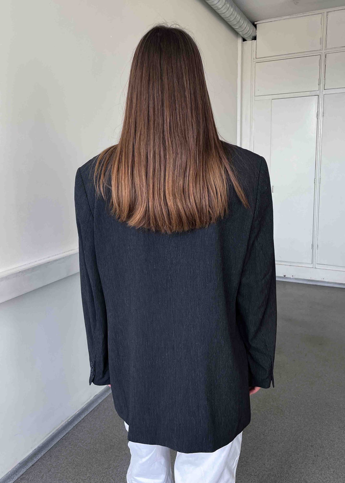 Vintage Black Stripped Oversized Blazer