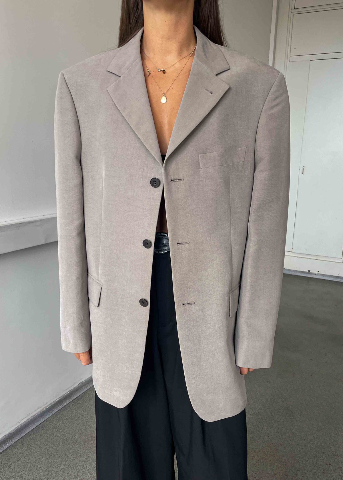 Vintage Grey Oversized Blazer