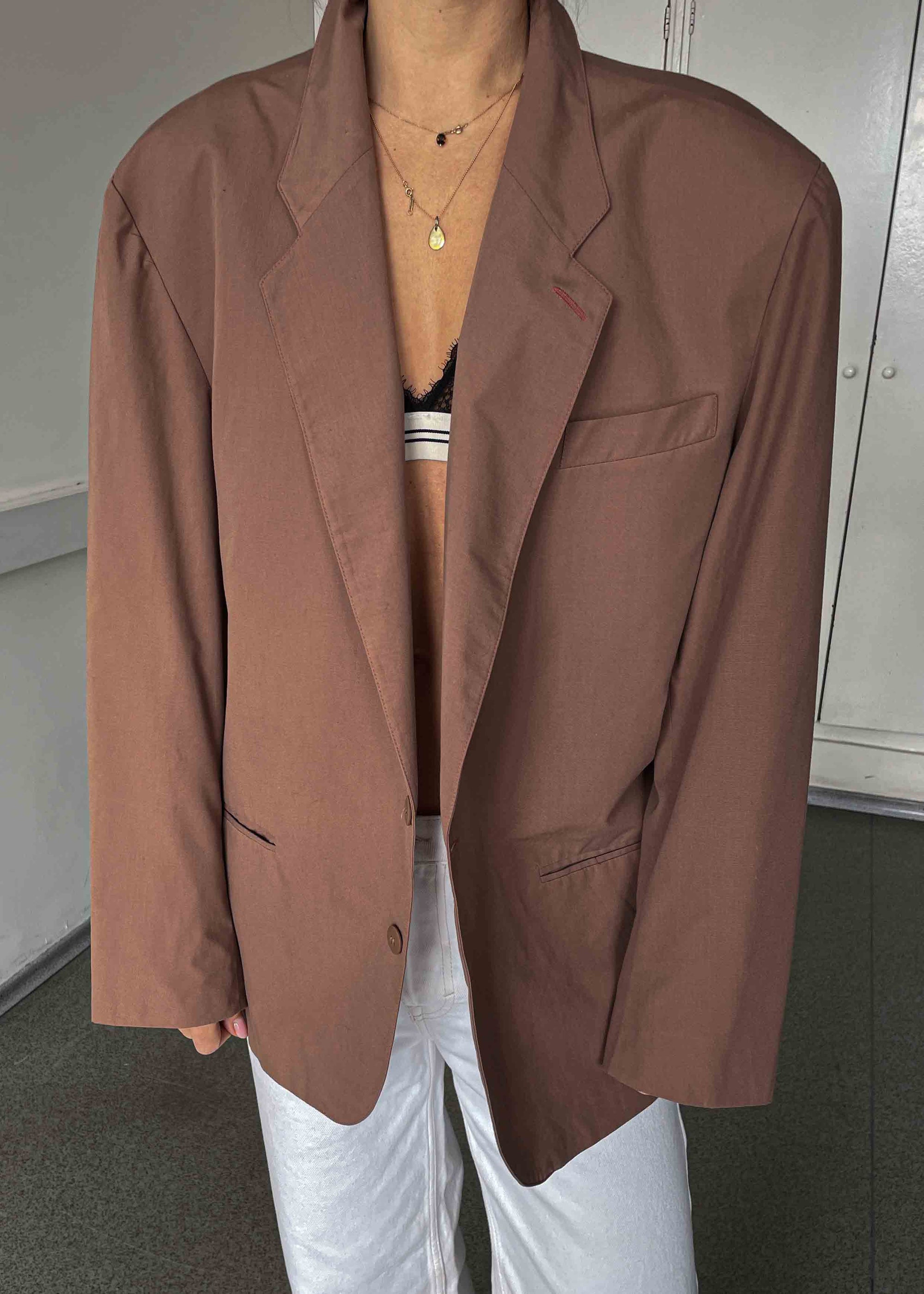 Vintage Dusty Pink Oversized Cotton Feel Blazer