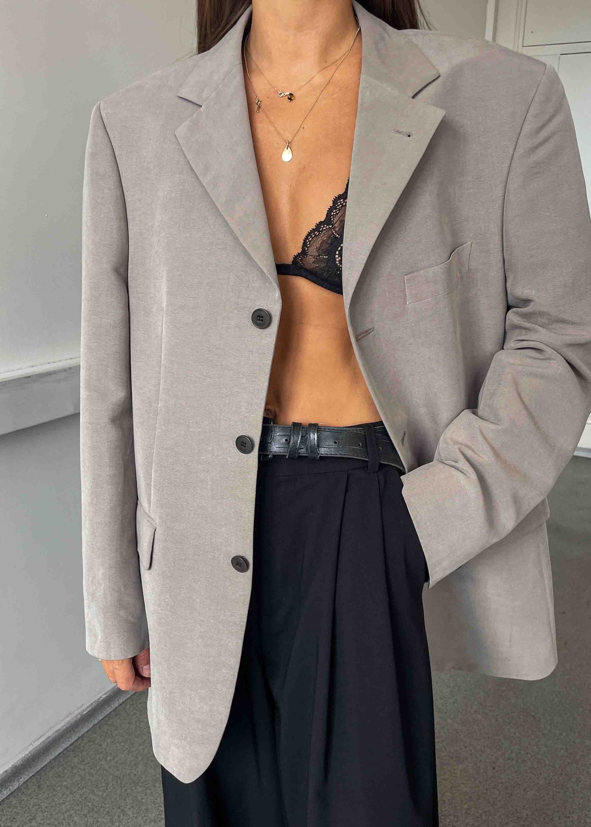 Vintage Grey Oversized Blazer