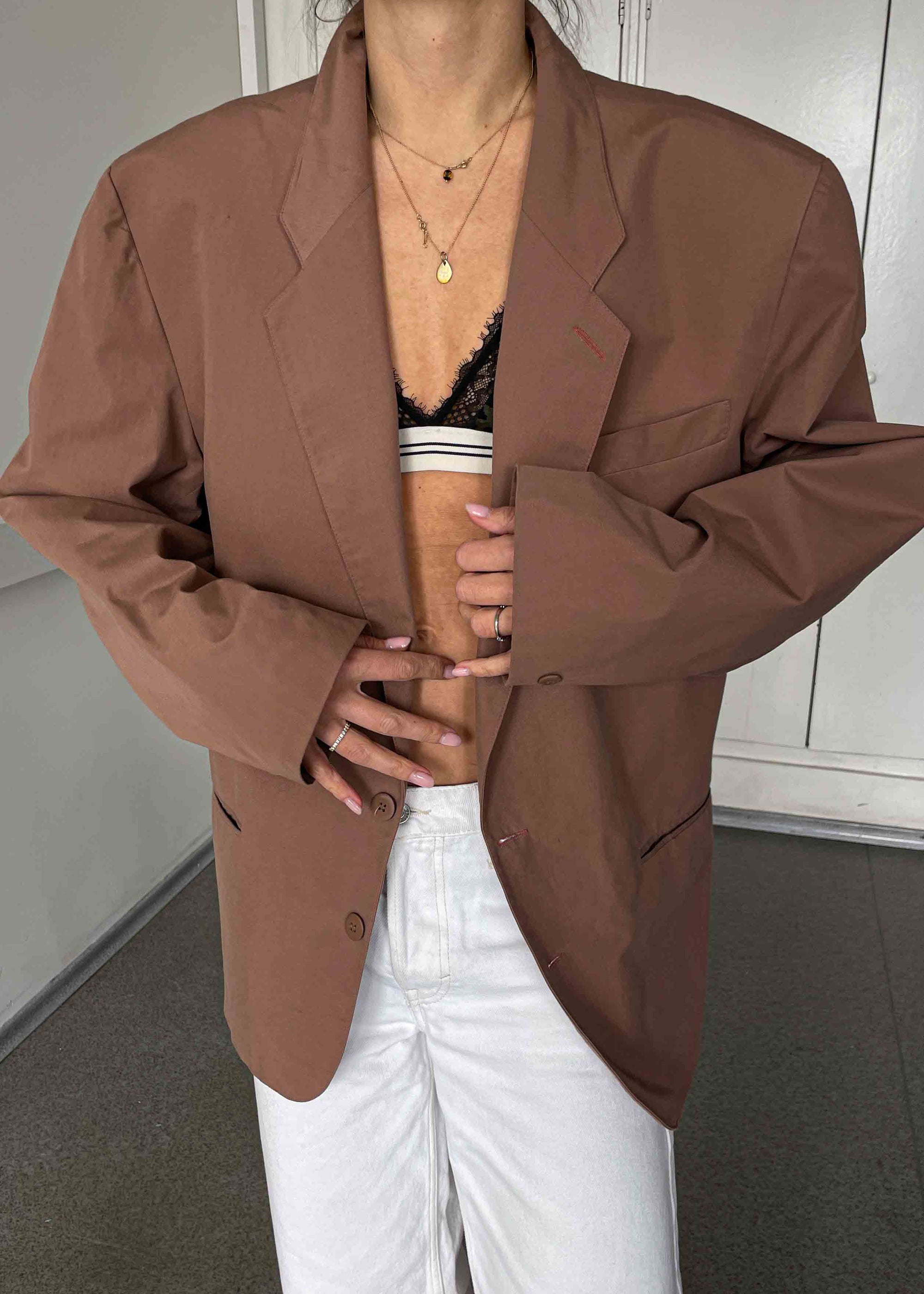 Vintage Dusty Pink Oversized Cotton Feel Blazer