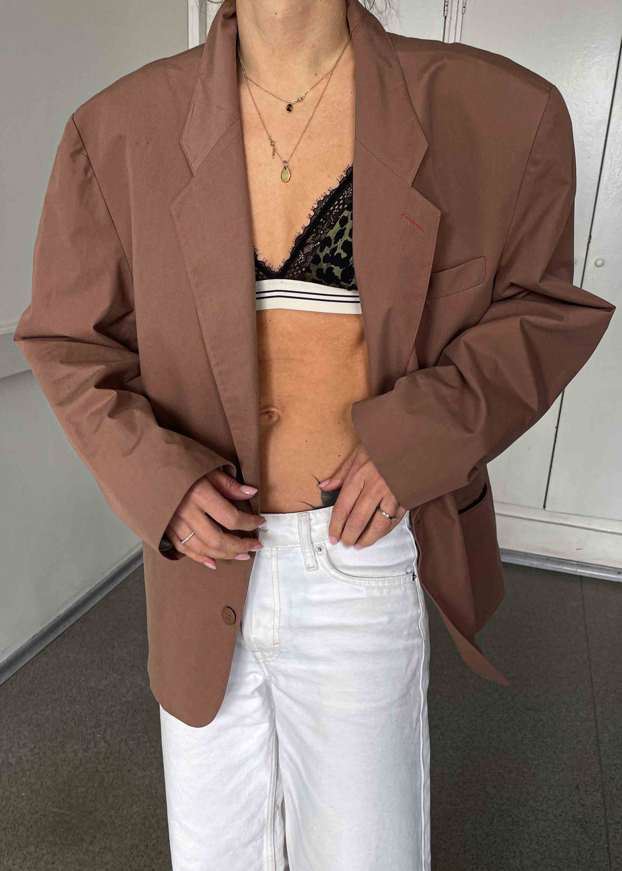 Vintage Dusty Pink Oversized Cotton Feel Blazer