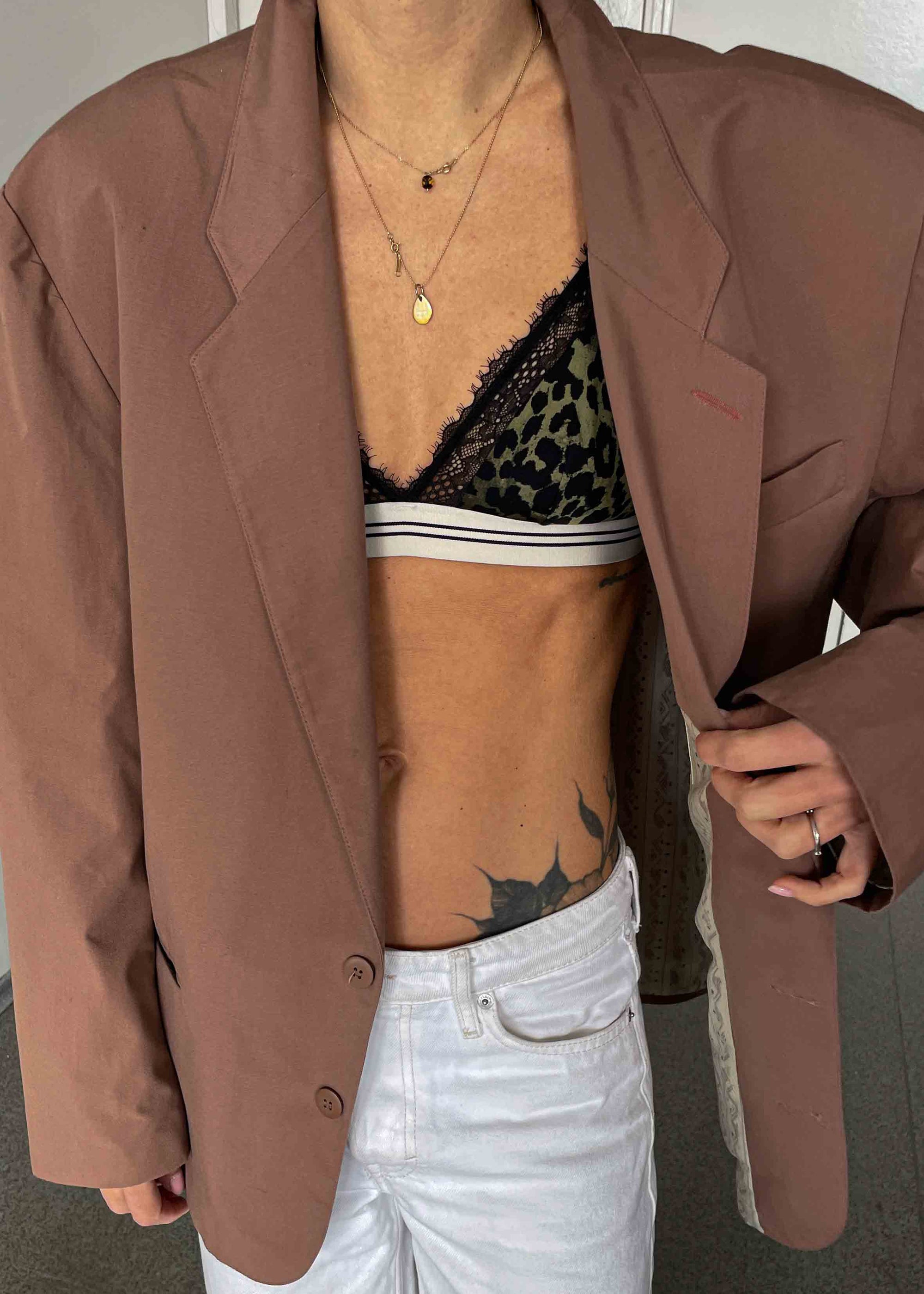Vintage Dusty Pink Oversized Cotton Feel Blazer