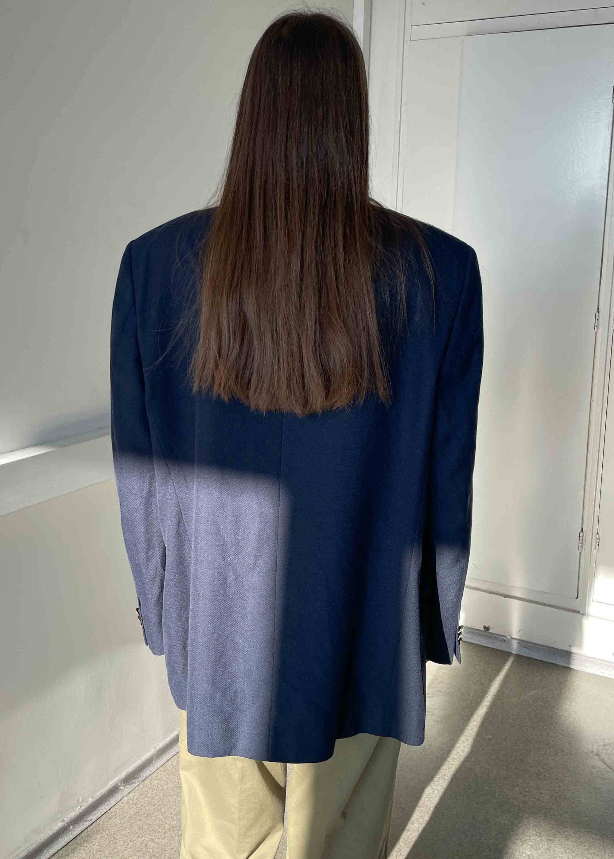 Vintage Blue Patterned Oversized Blazer