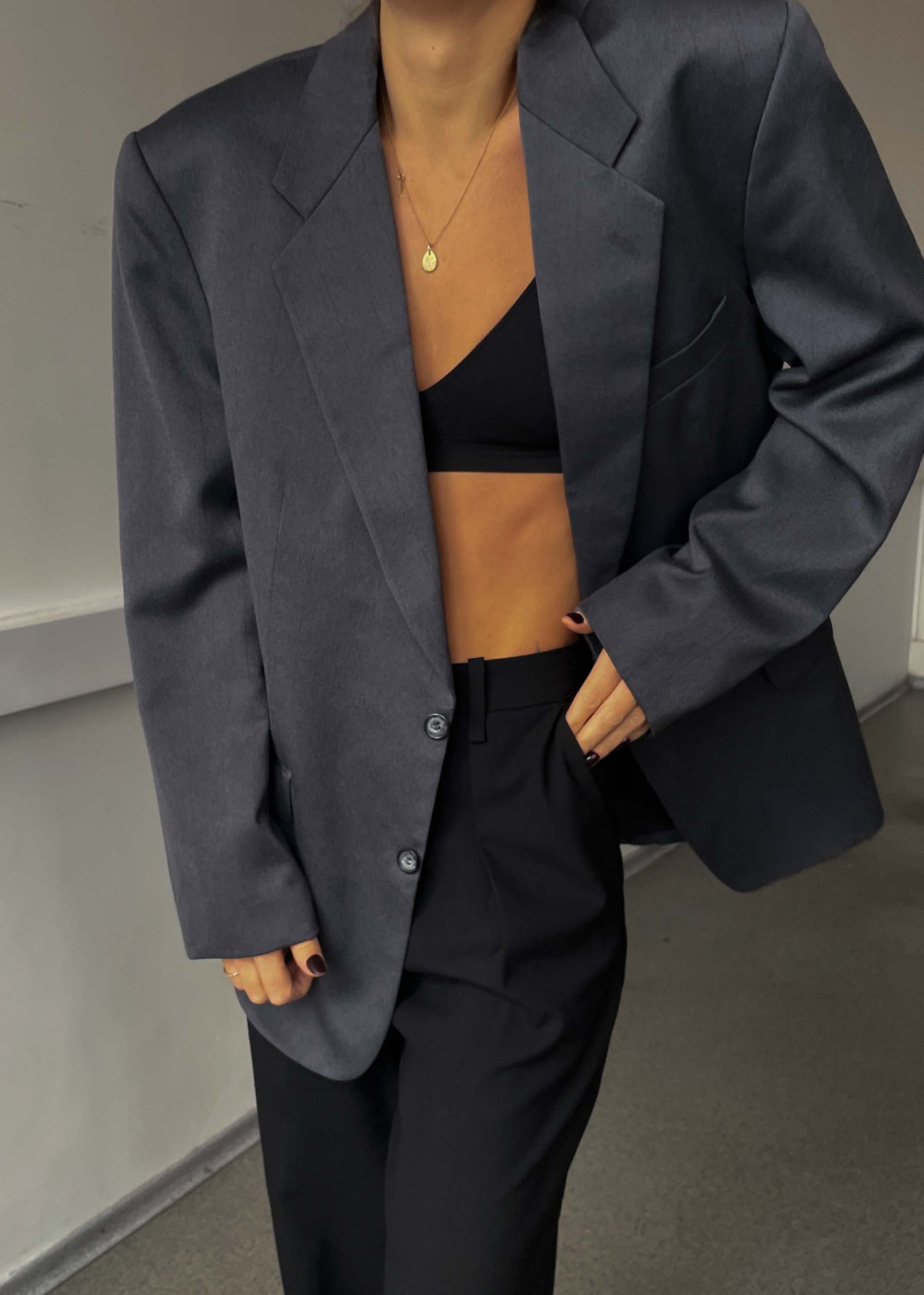 Vintage Grey Oversized Blazer