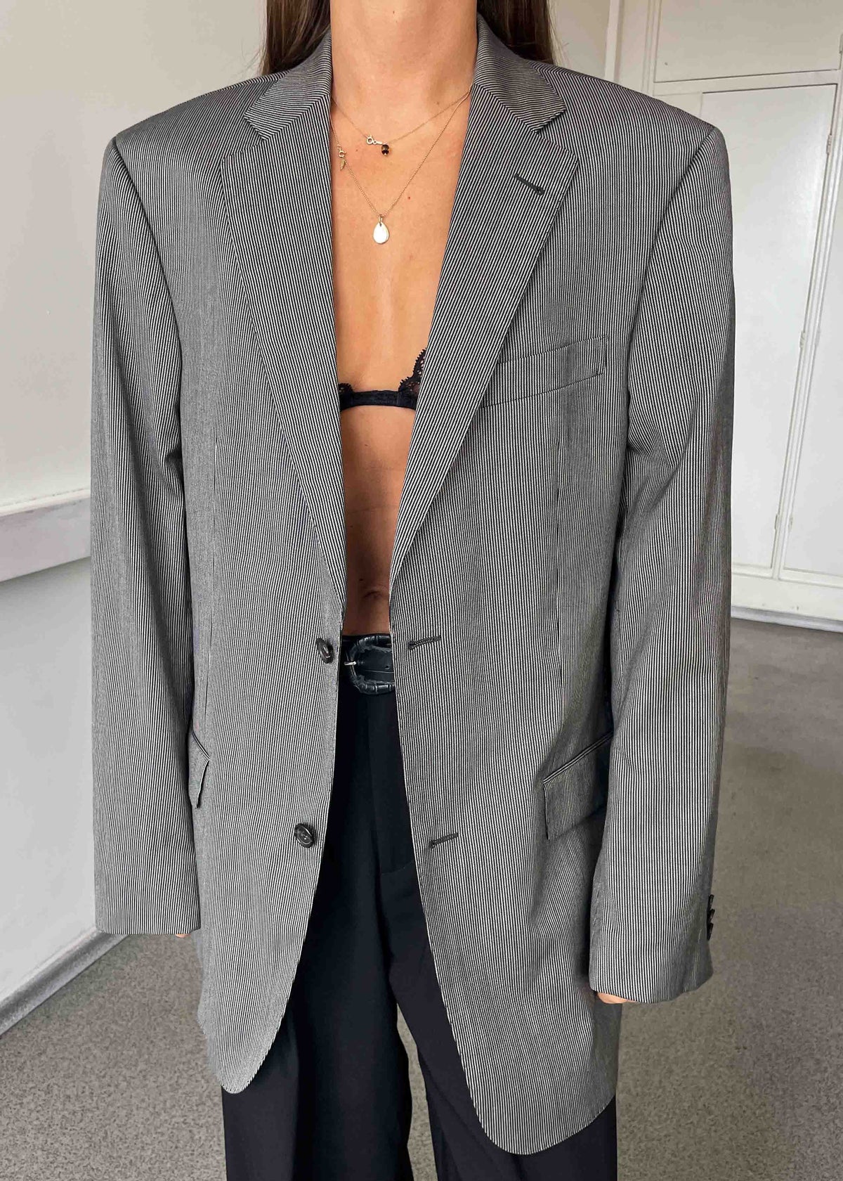 Vintage Black & White Stripped Oversized Blazer