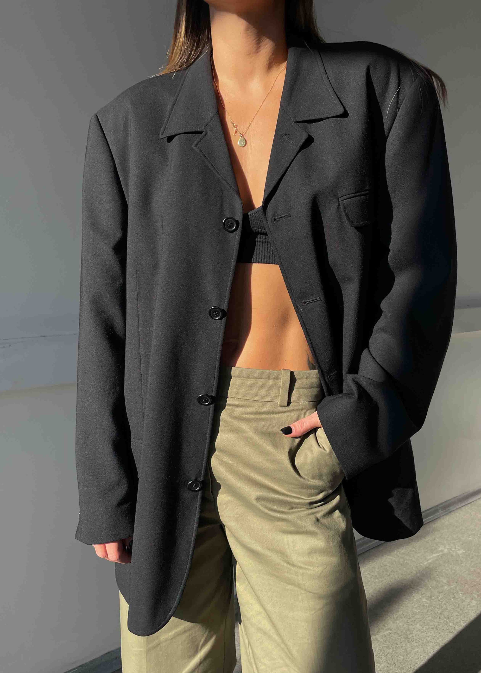 Vintage Black Oversized Blazer