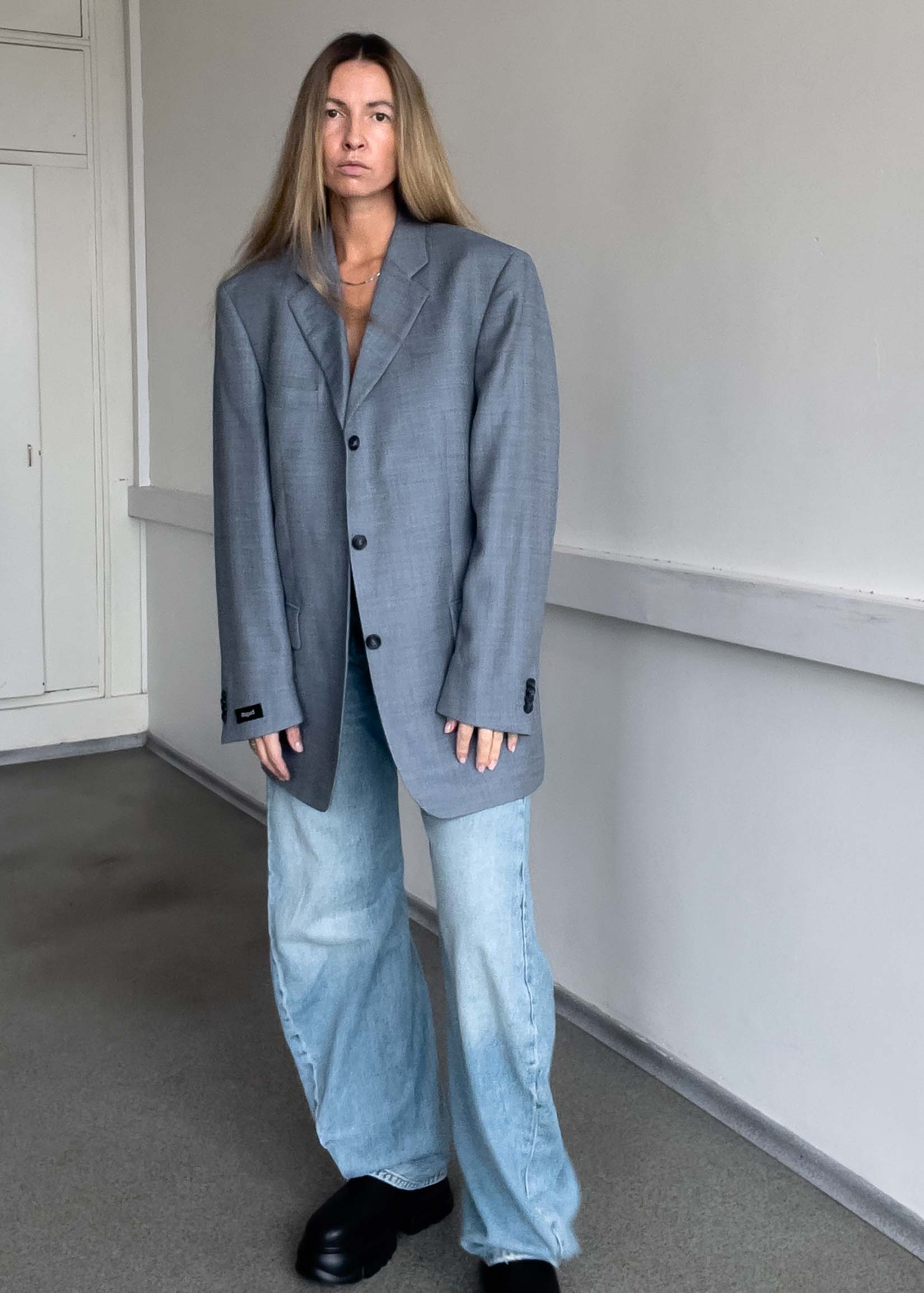 Vintage Light Blue Oversized Blazer