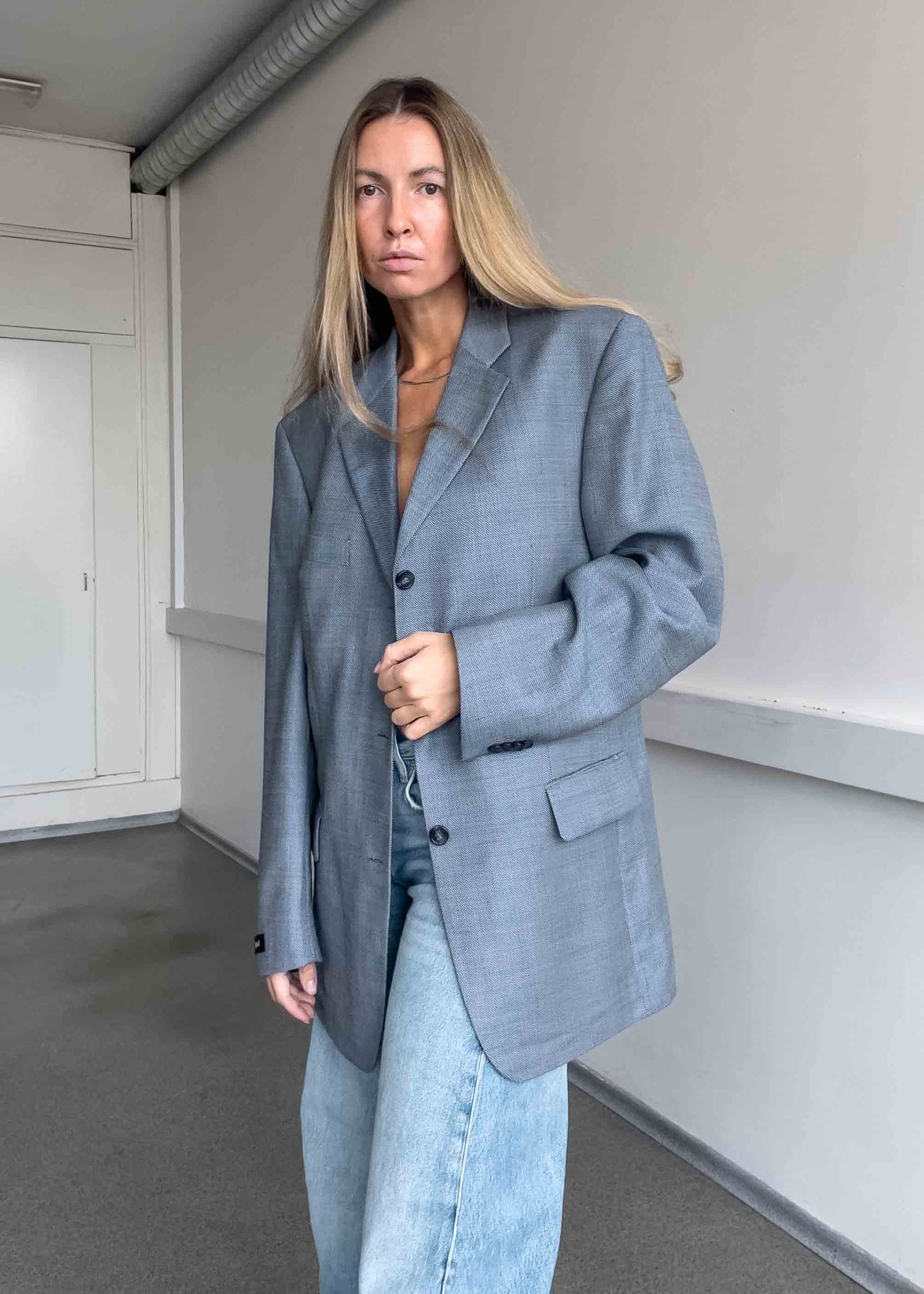 Vintage Light Blue Oversized Blazer