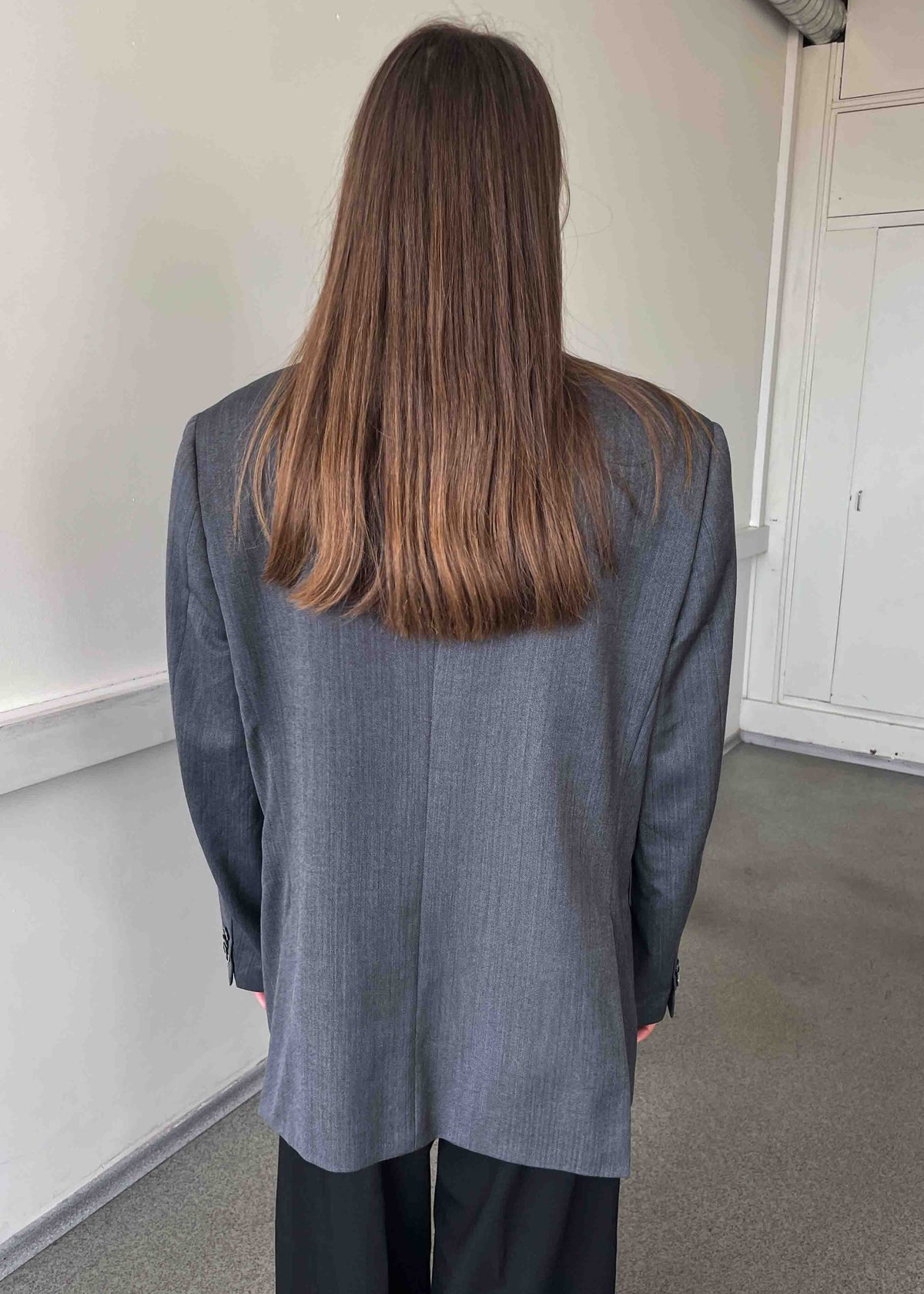 Vintage Grey Patterned Oversized 100% WOOL Blazer