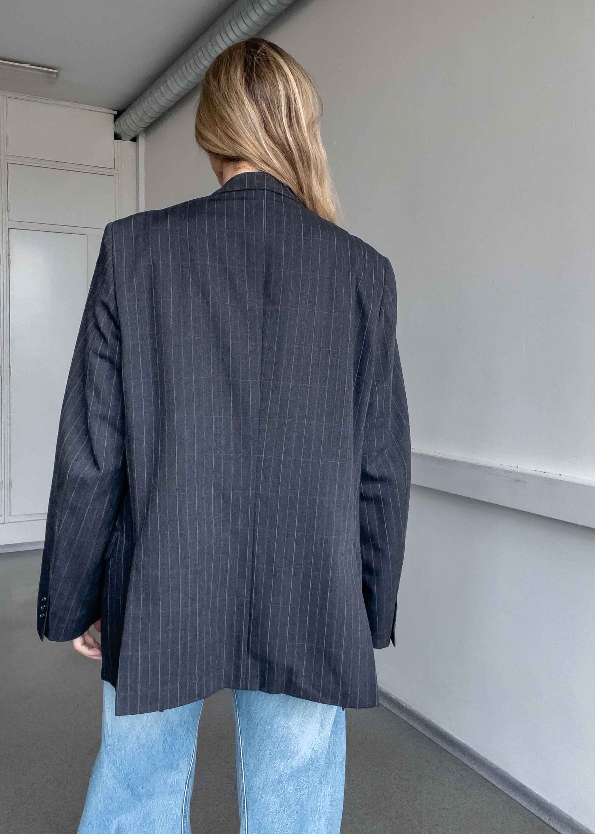 Vintage Grey  Oversized Double Breasted Blazer