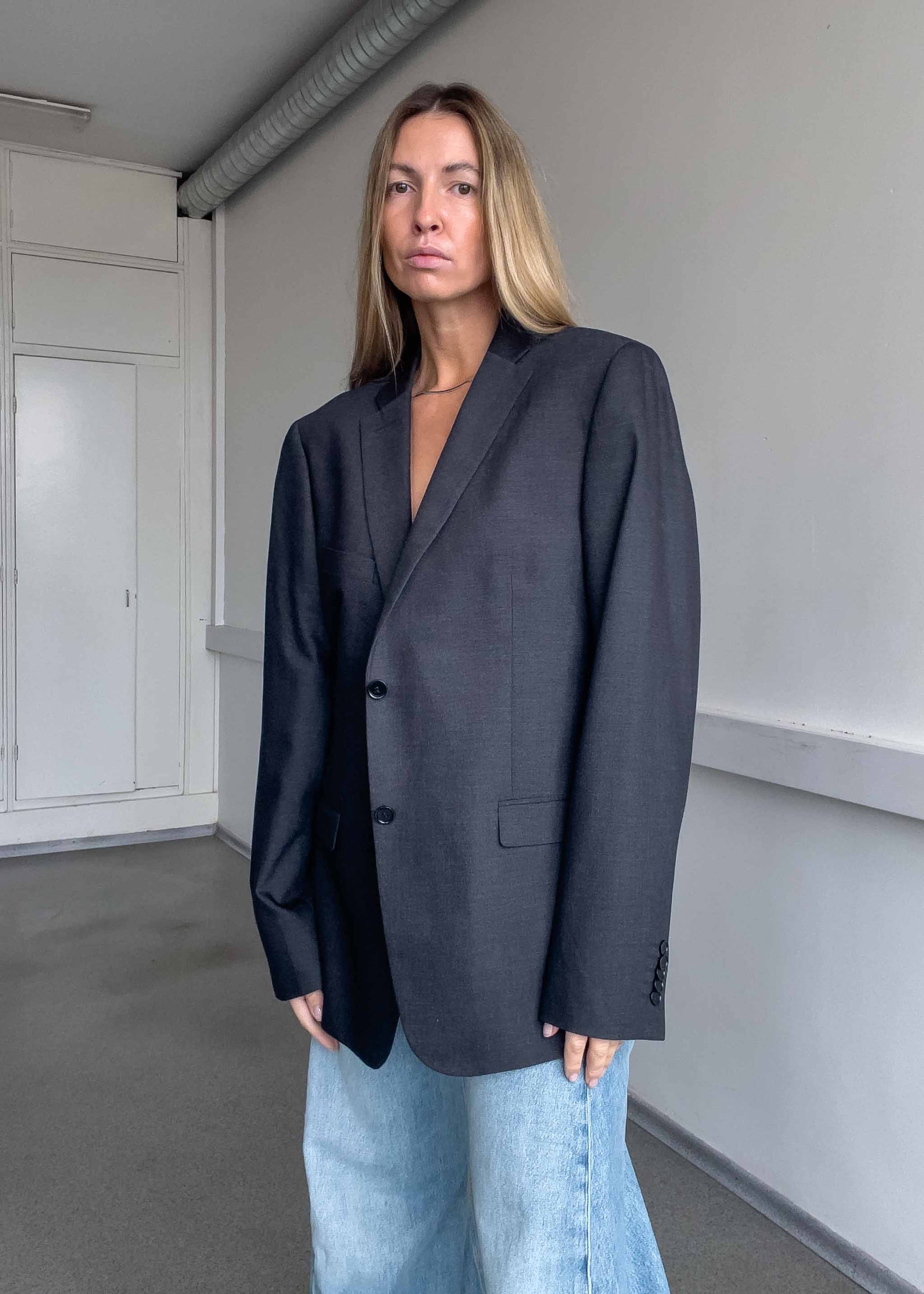 Vintage Grey Oversized Blazer