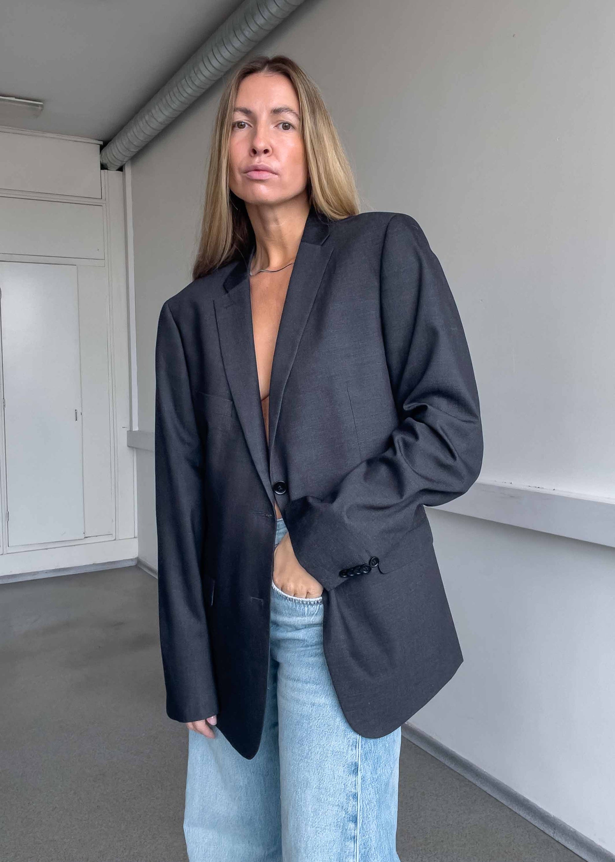 Vintage Grey Oversized Blazer