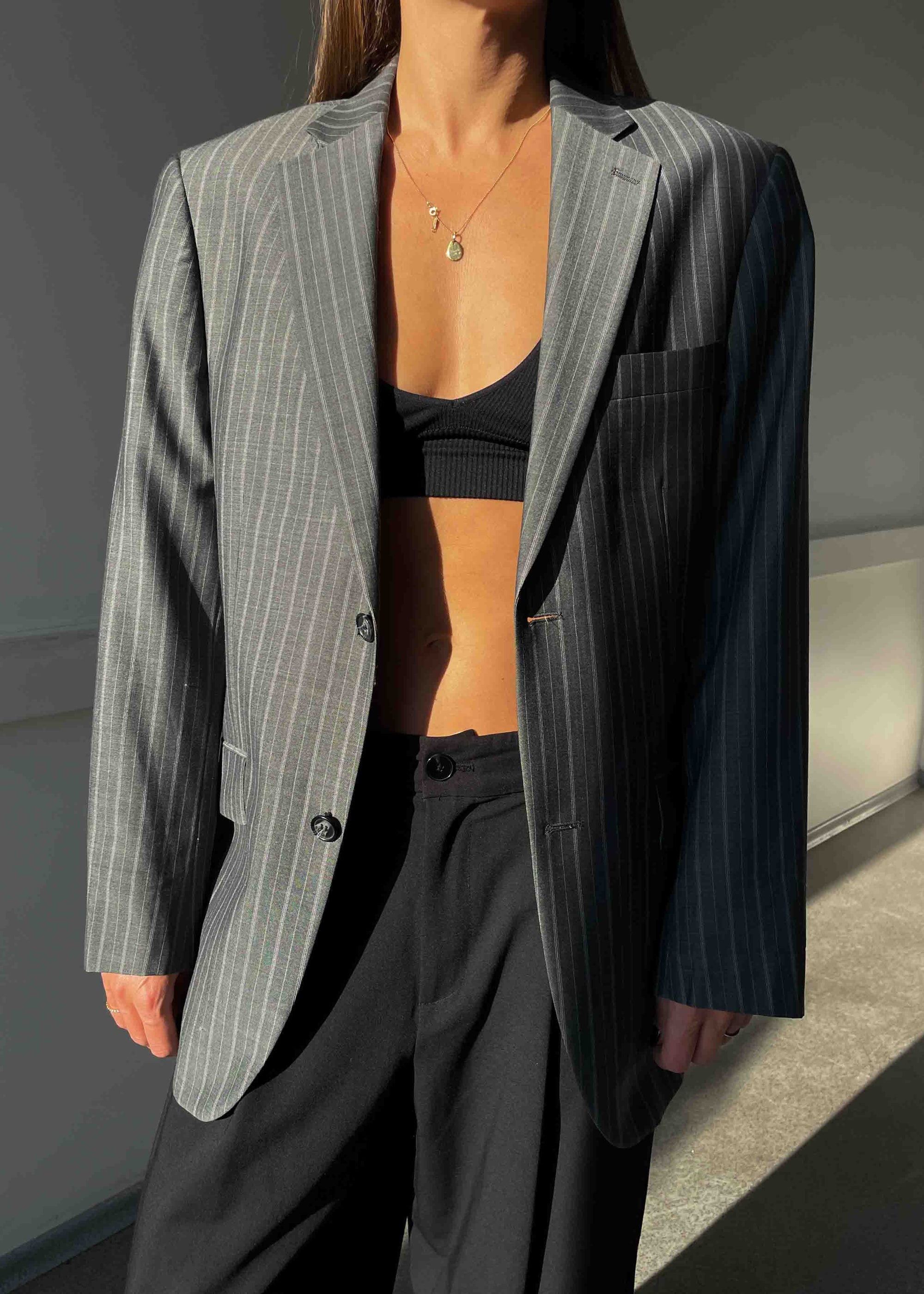 Vintage Dark Grey Oversized Blazer