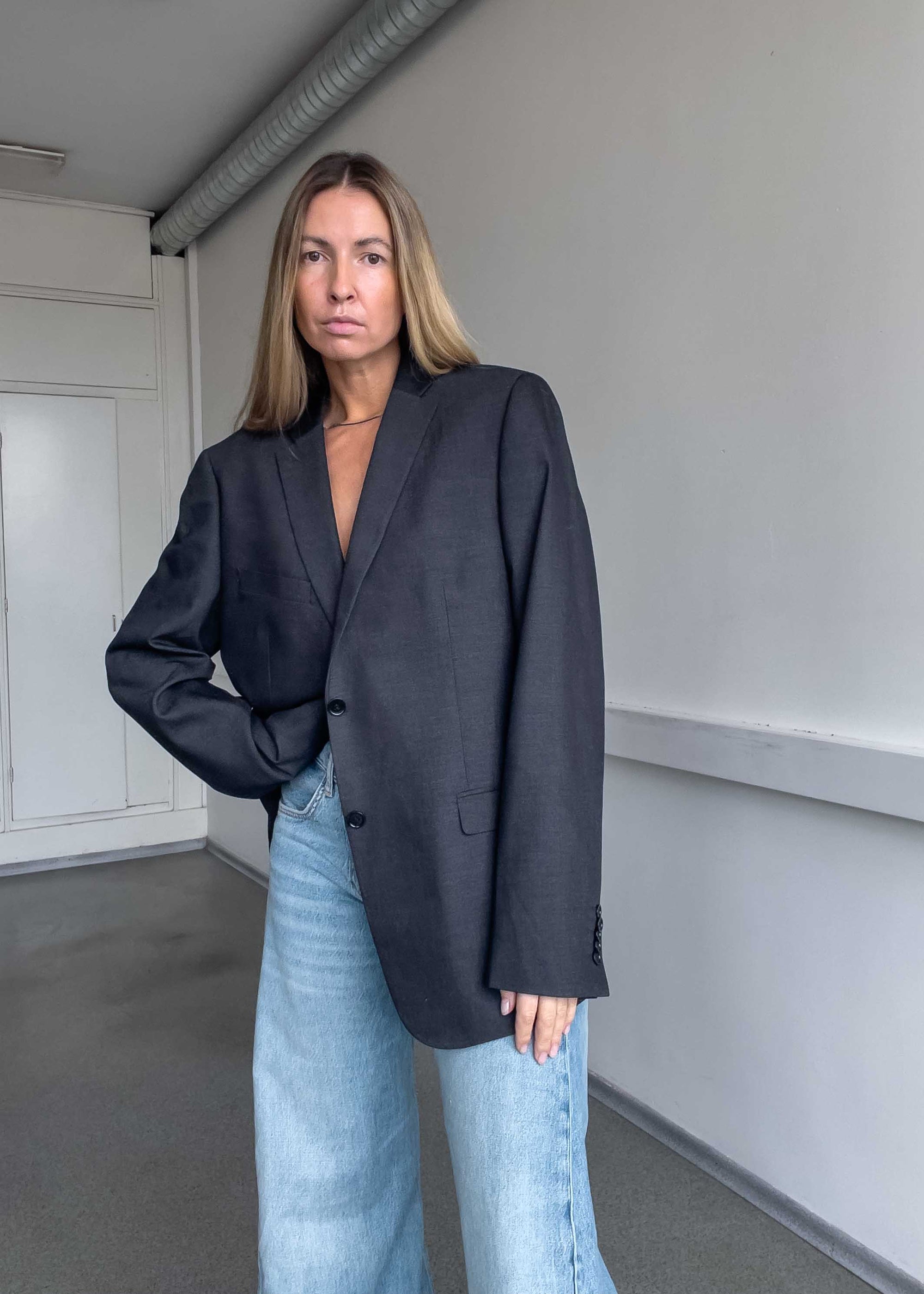 Vintage Grey Oversized Blazer