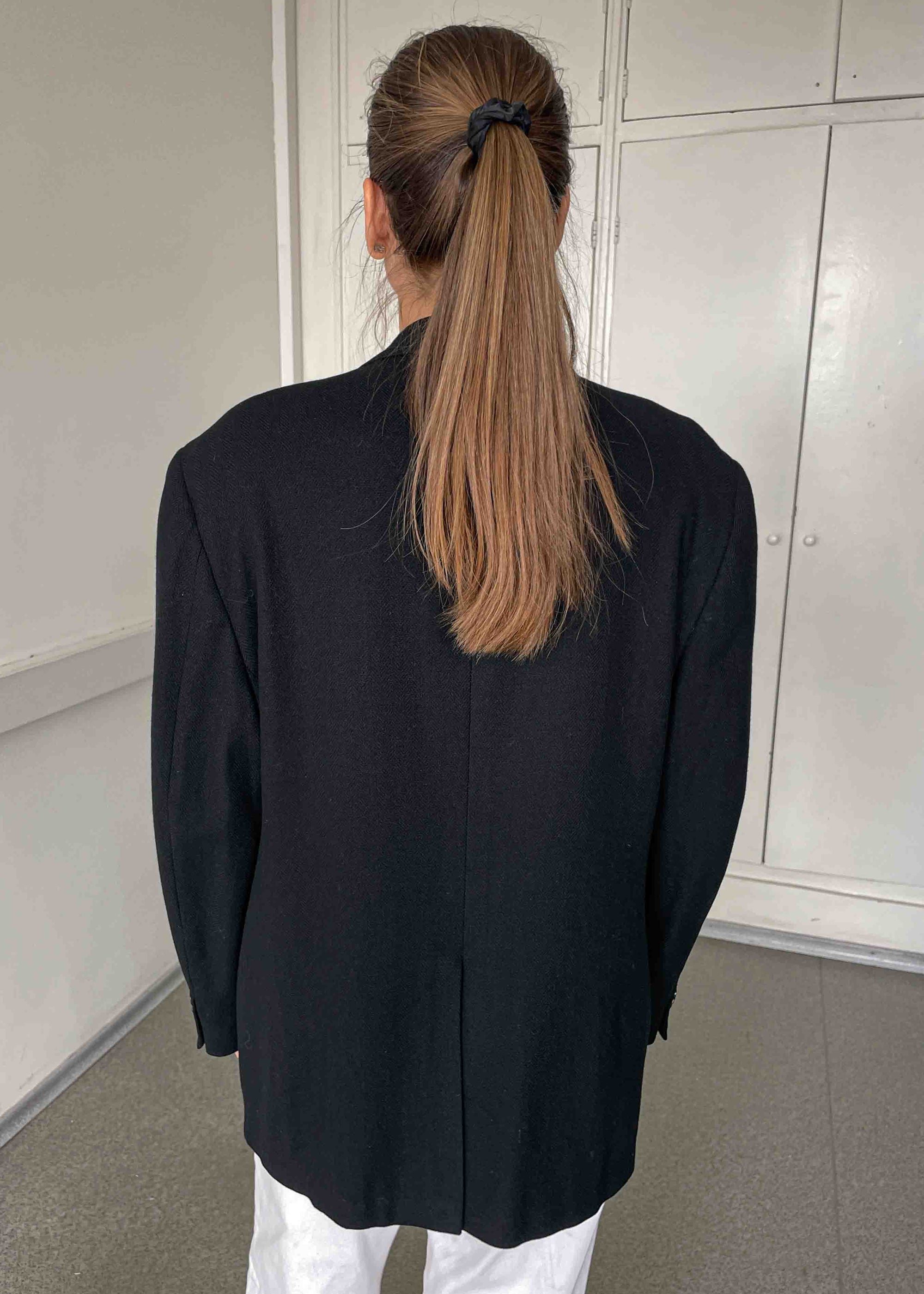 Vintage Black Patterned Oversized Blazer