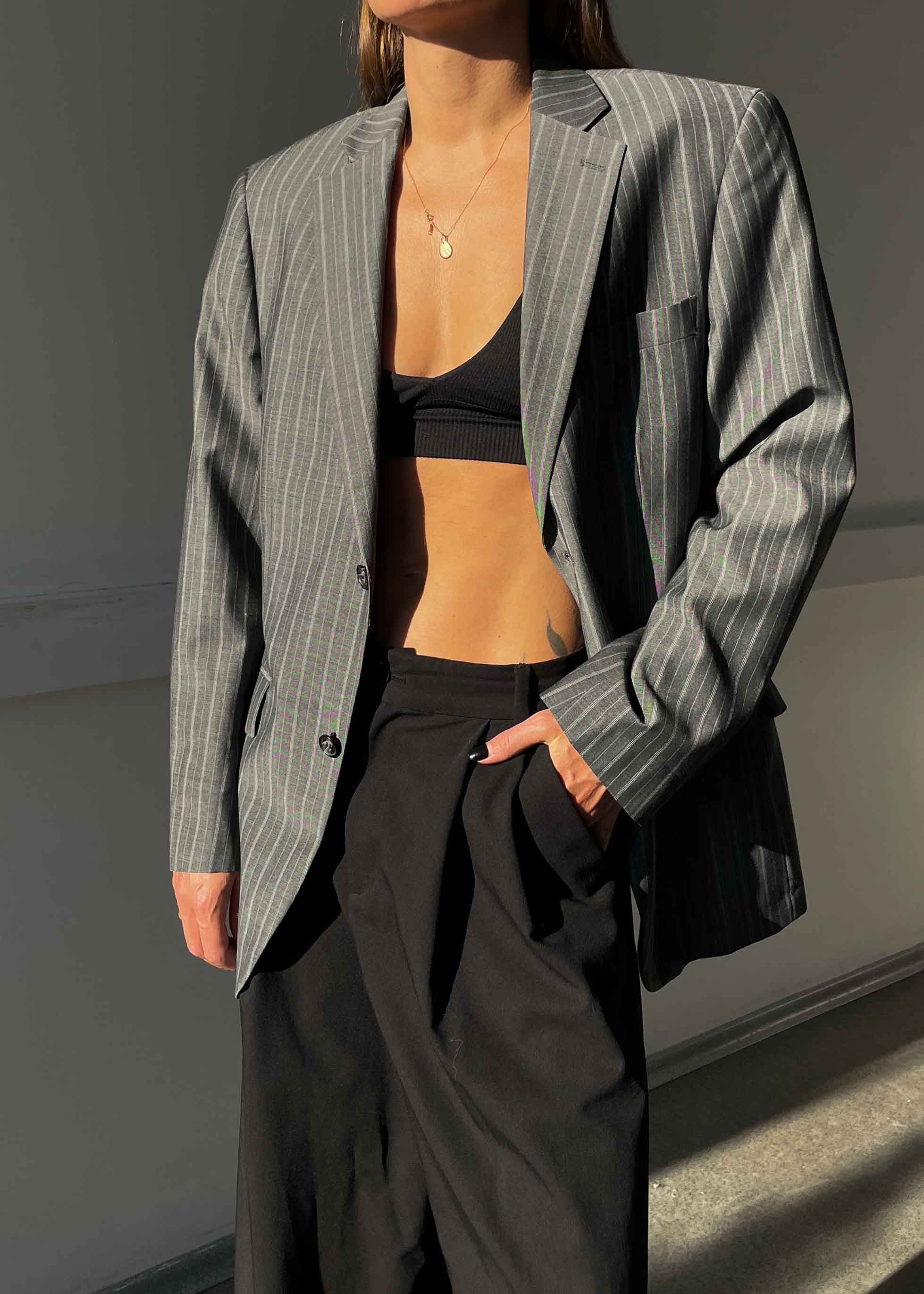 Vintage Dark Grey Oversized Blazer