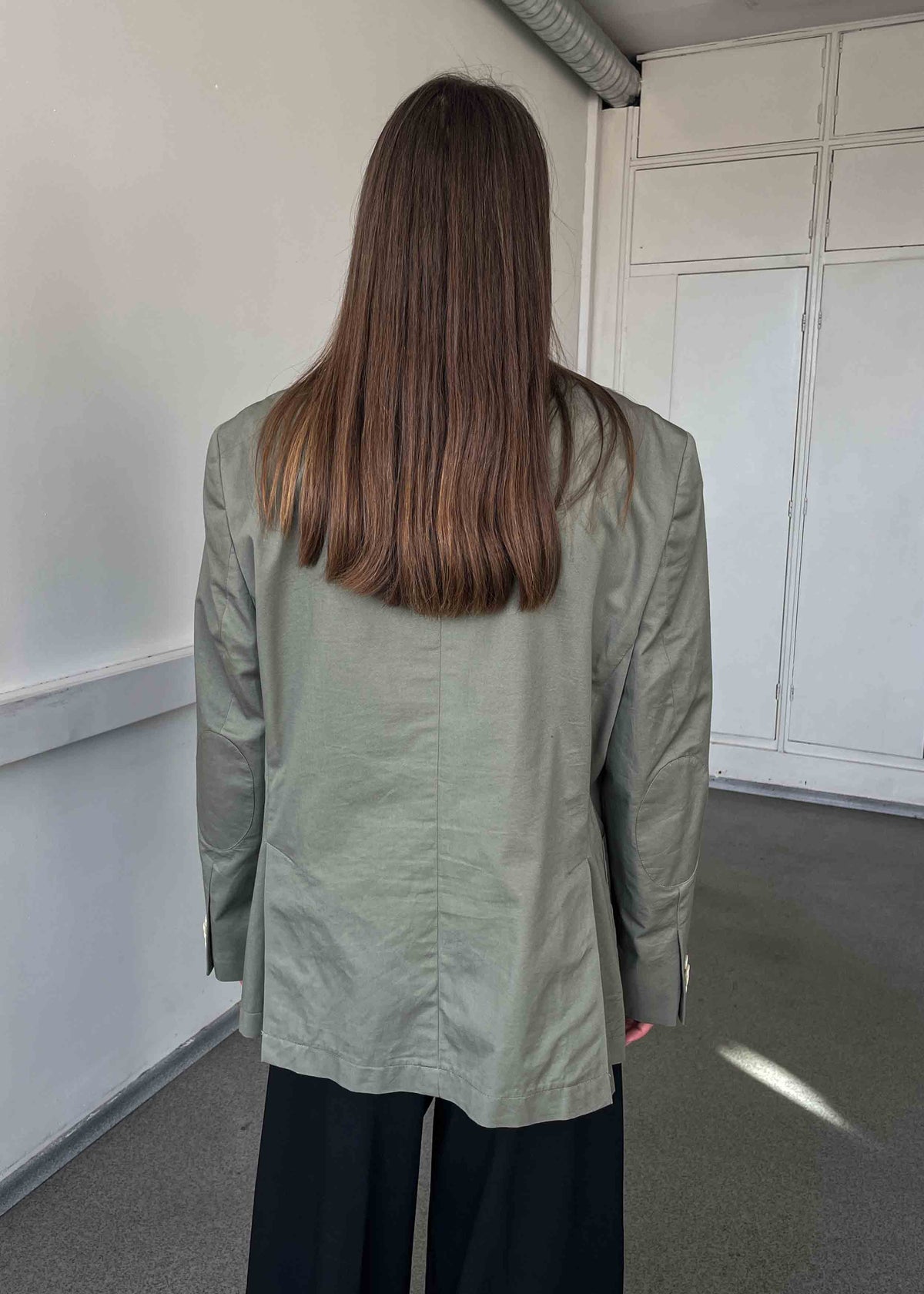 Vintage Grey Khaki Oversized Cotton Blazer