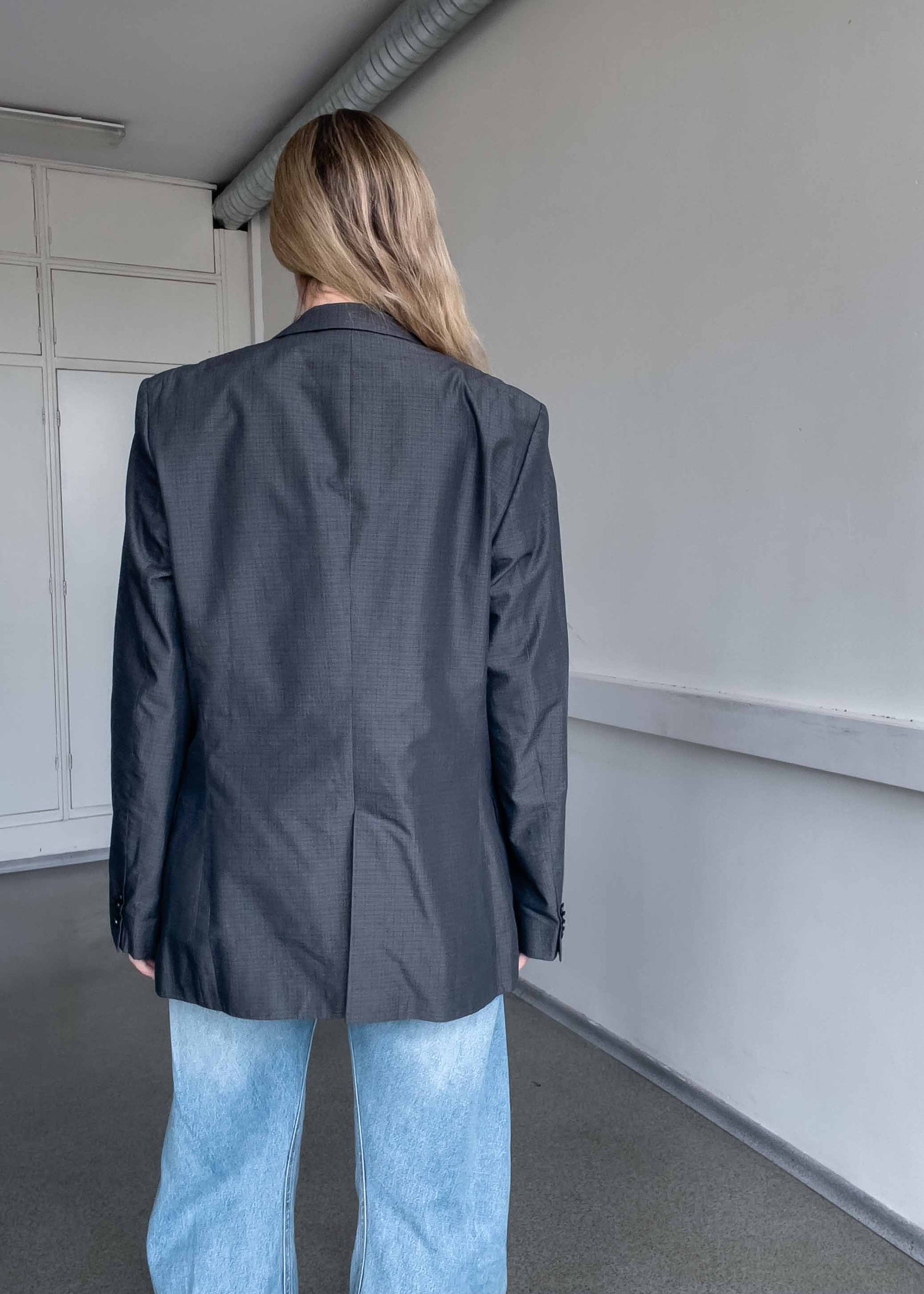 HUGO BOSS Vintage Grey Checked Oversized Blazer