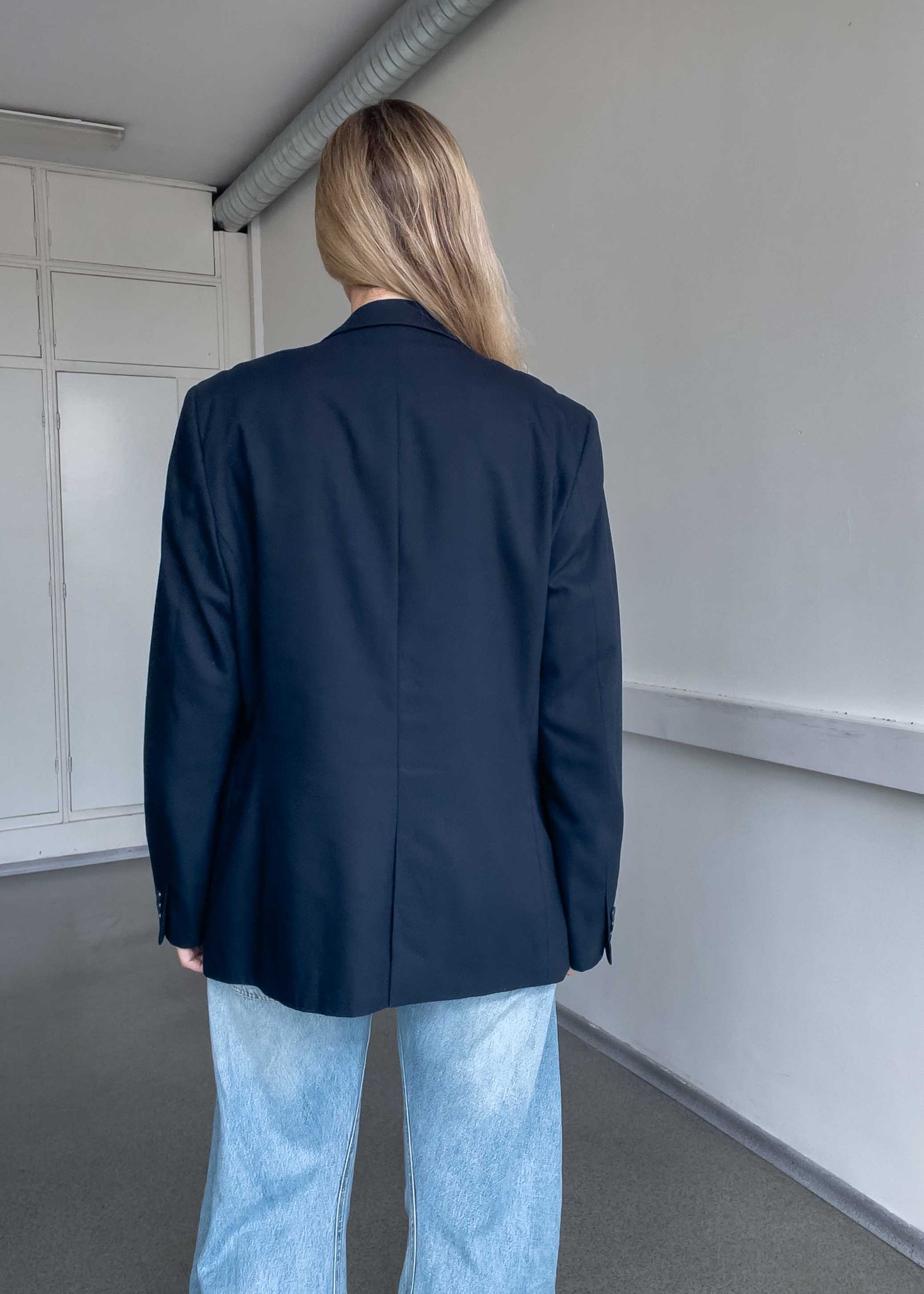 Vintage Navy Blue Oversized Blazer