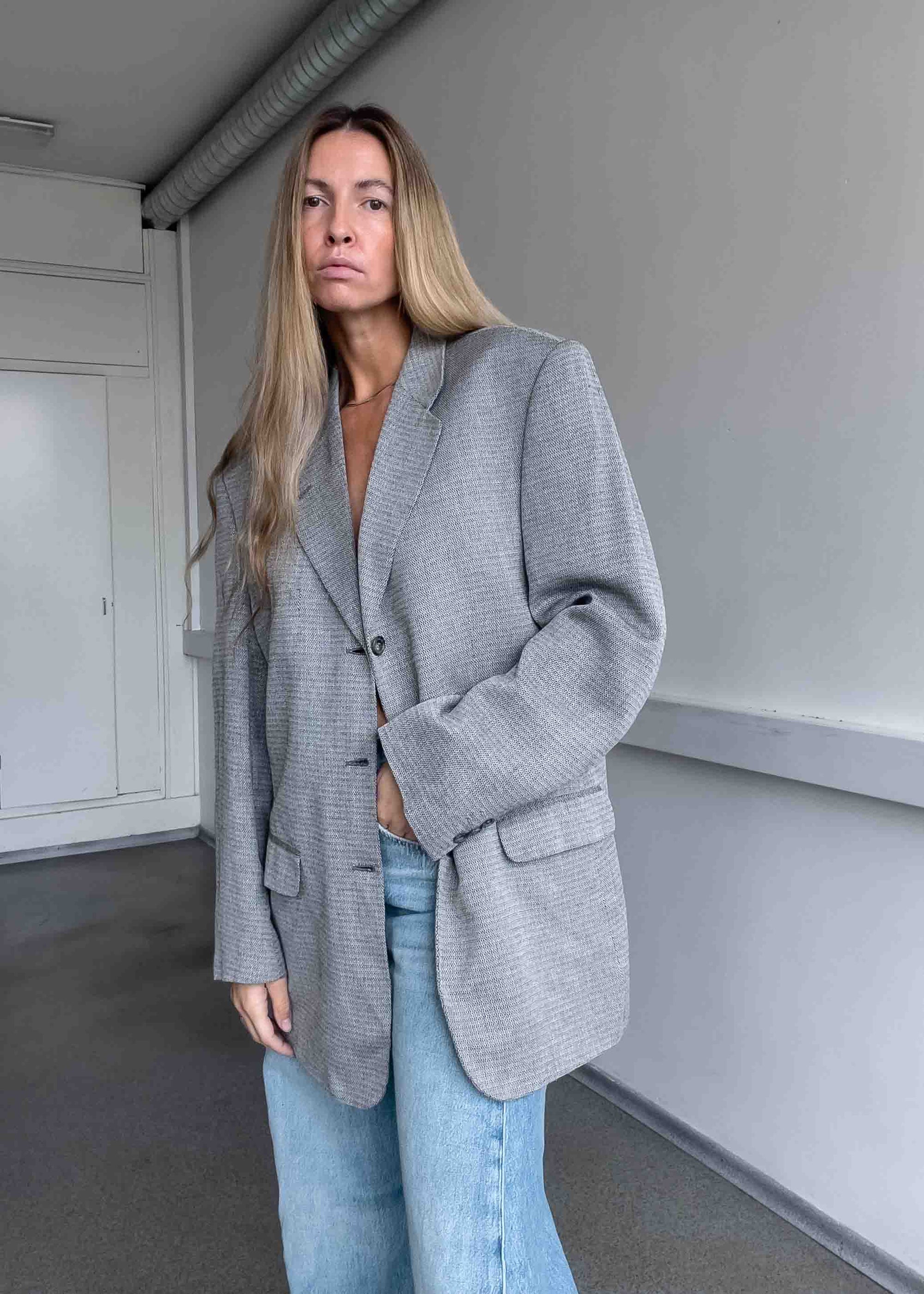 Vintage Light Grey Oversized Blazer