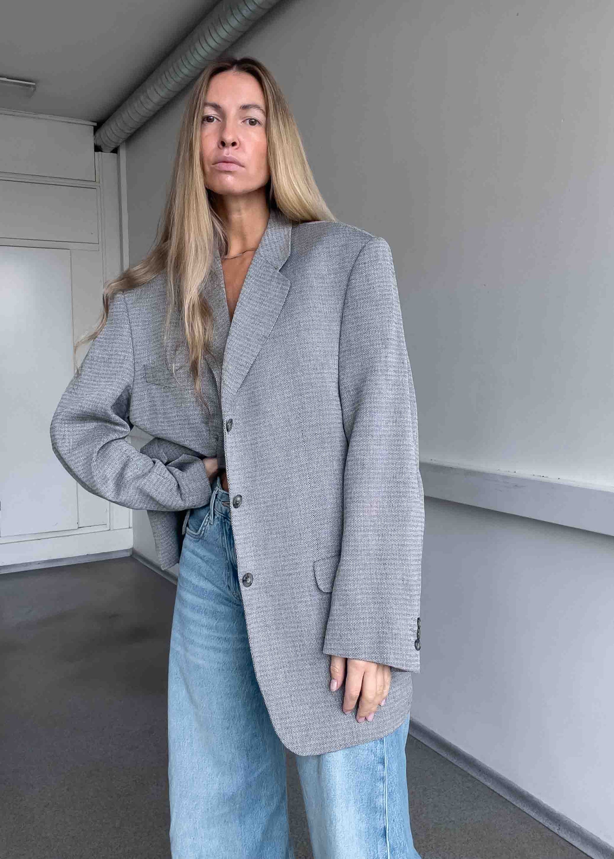 Vintage Light Grey Oversized Blazer