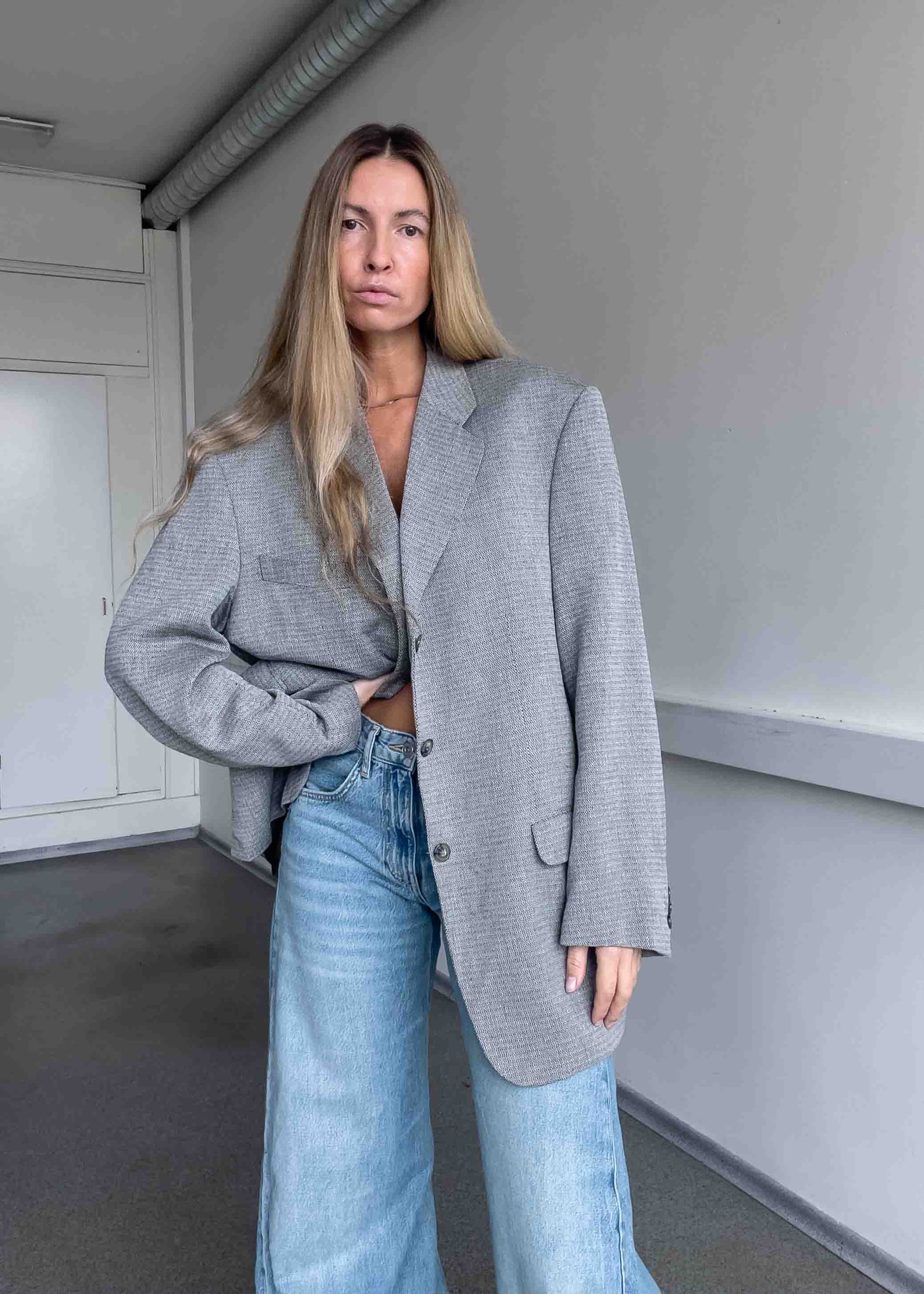 Vintage Light Grey Oversized Blazer