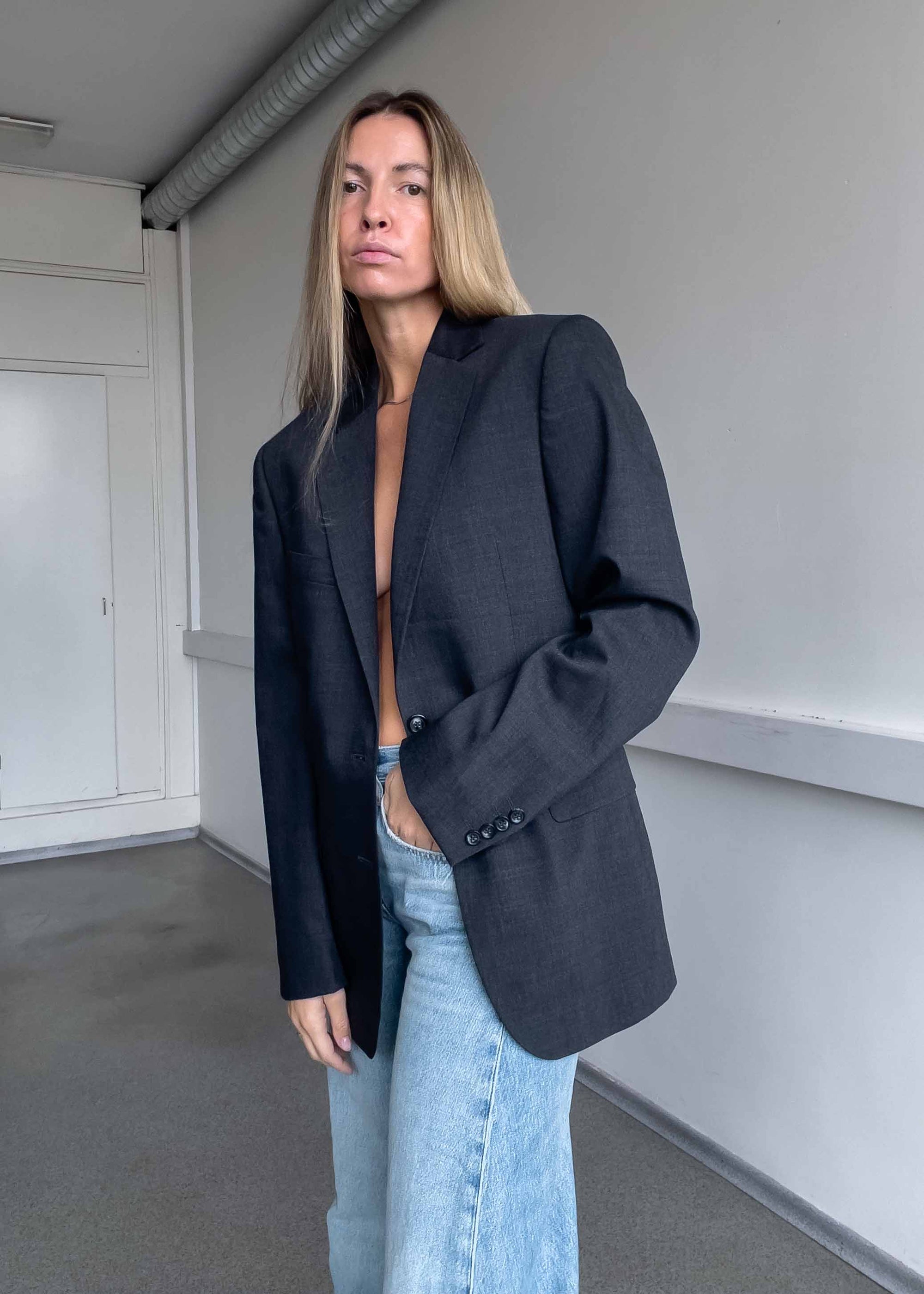 Vintage Grey Oversized Blazer