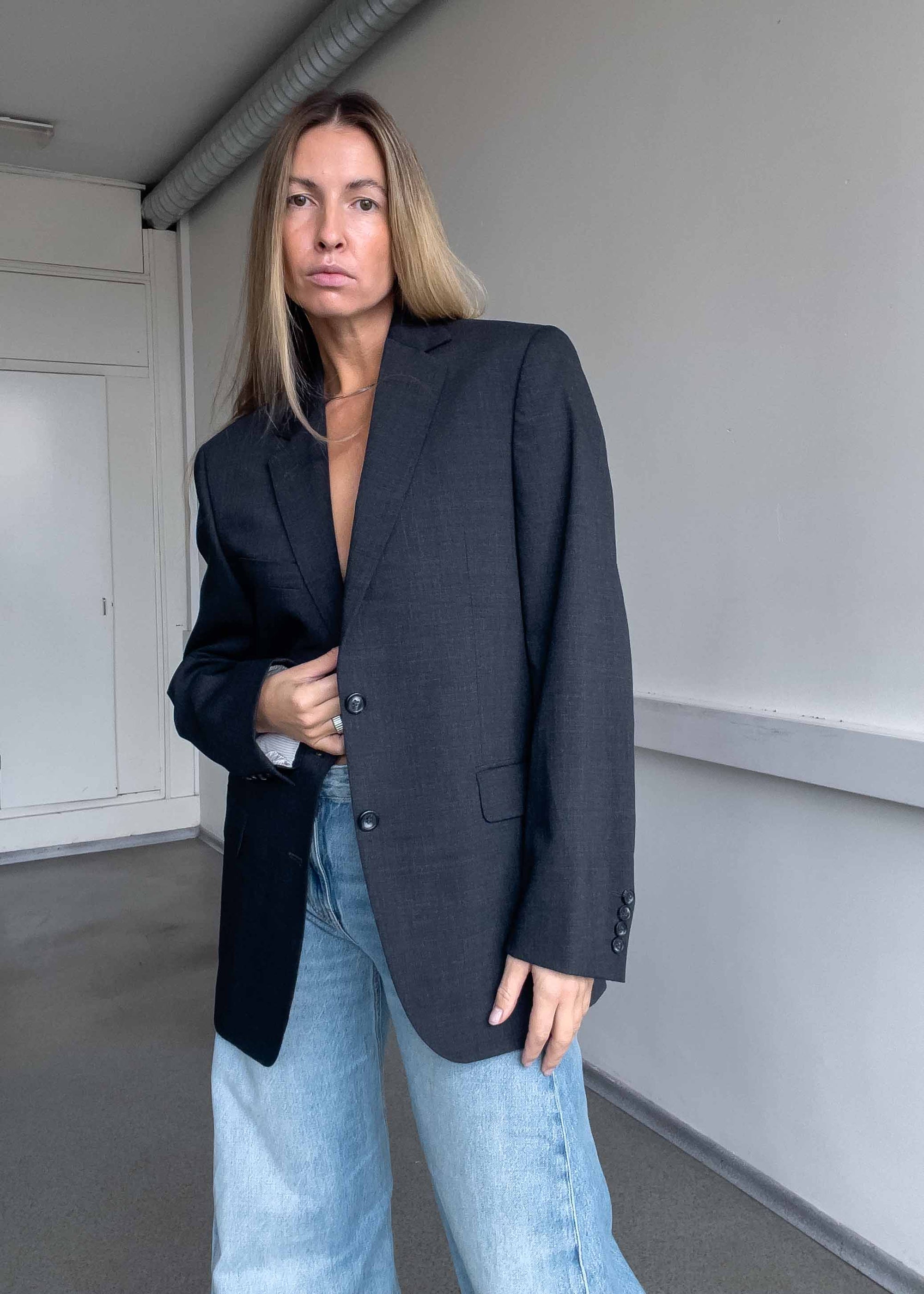 Vintage Grey Oversized Blazer