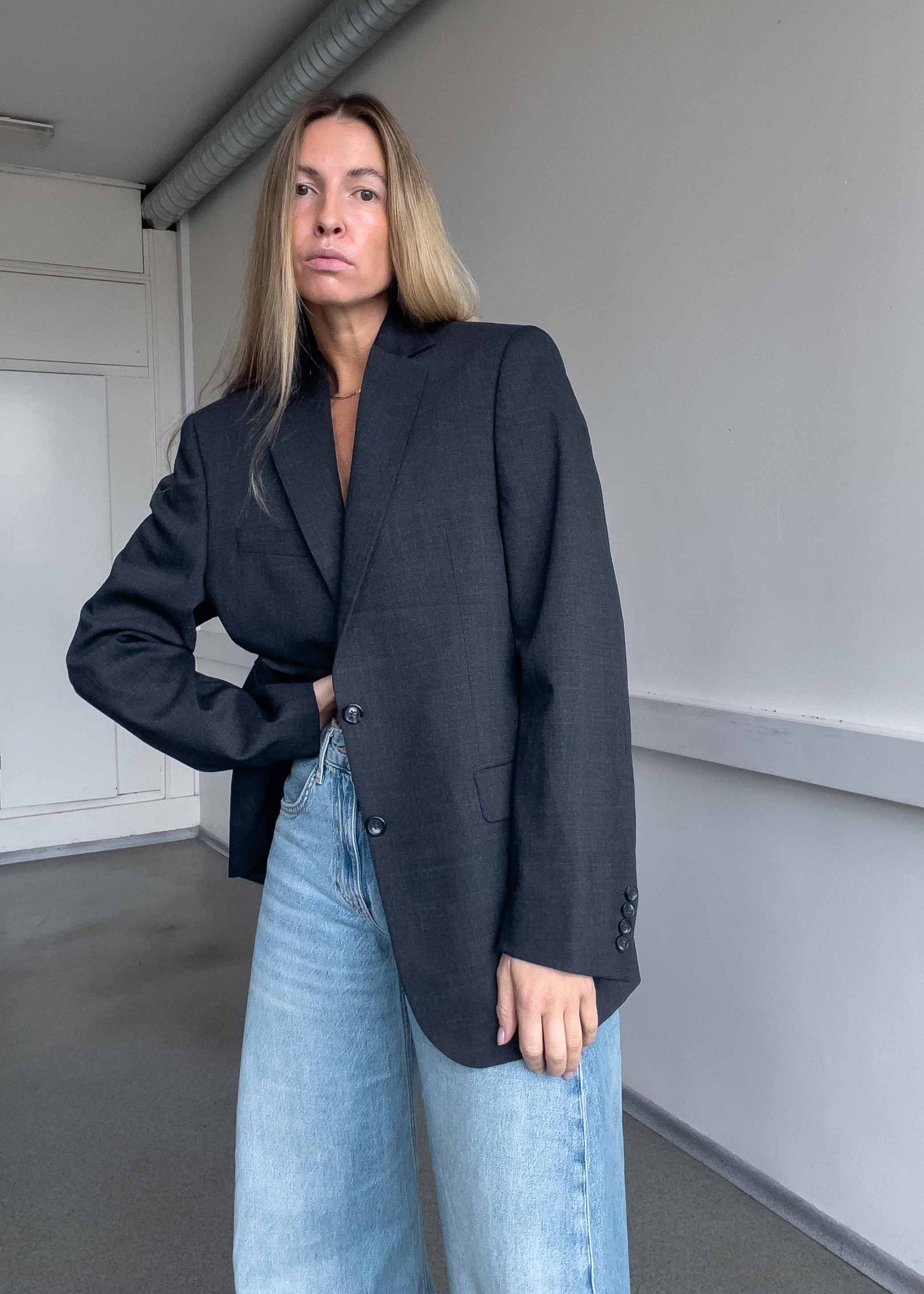 Vintage Grey Oversized Blazer