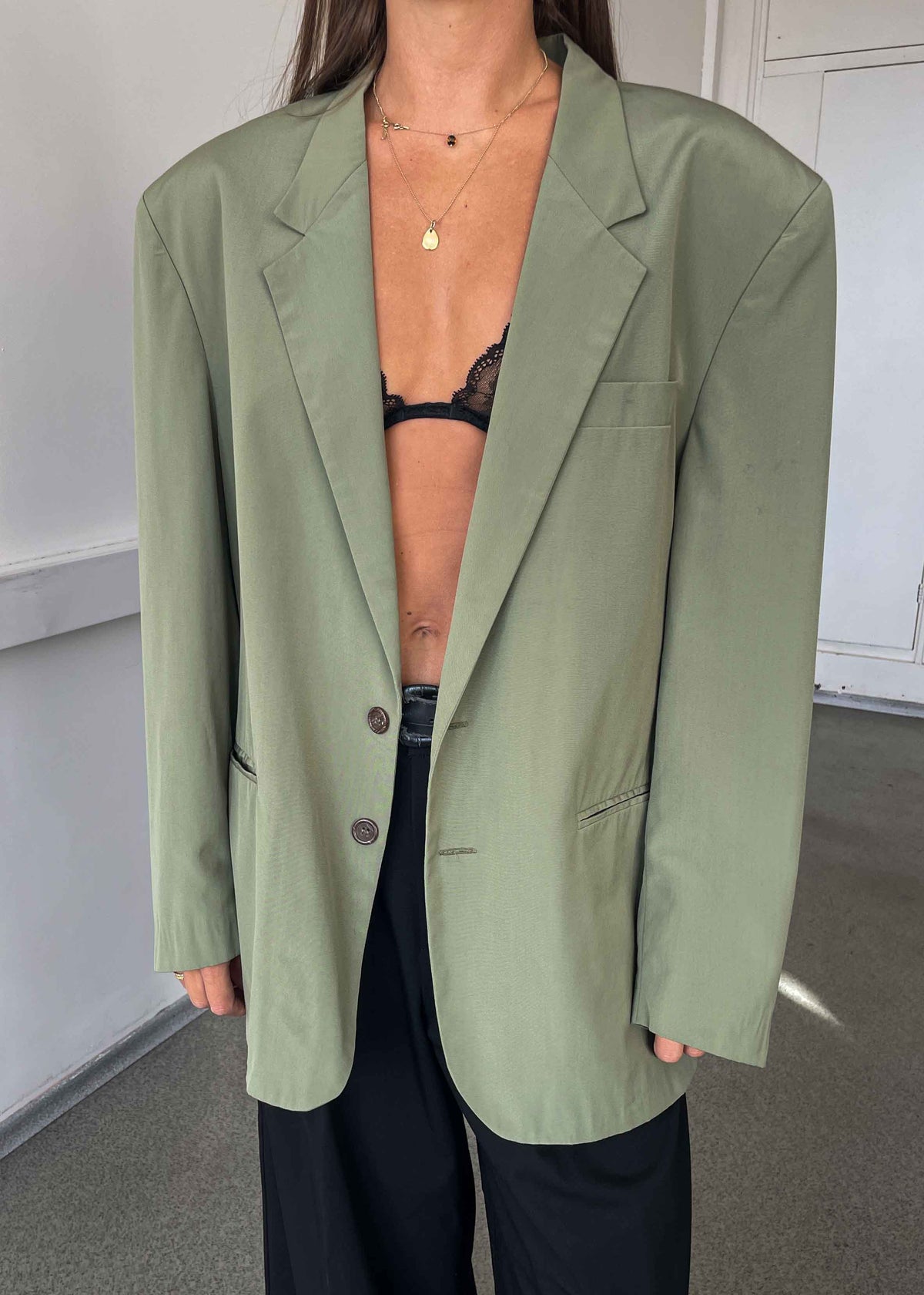 Vintage Light Green Oversized Blazer