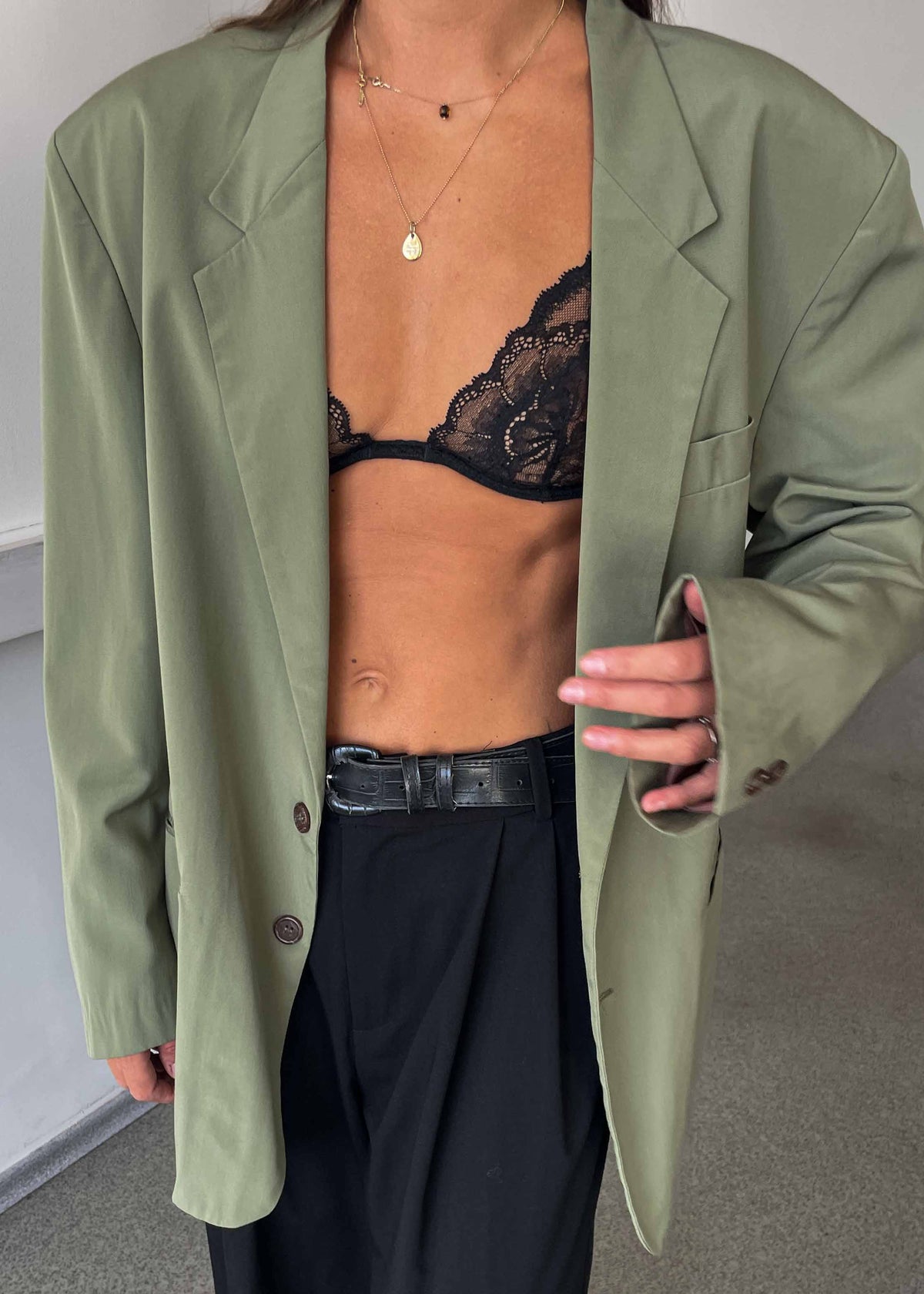 Vintage Light Green Oversized Blazer