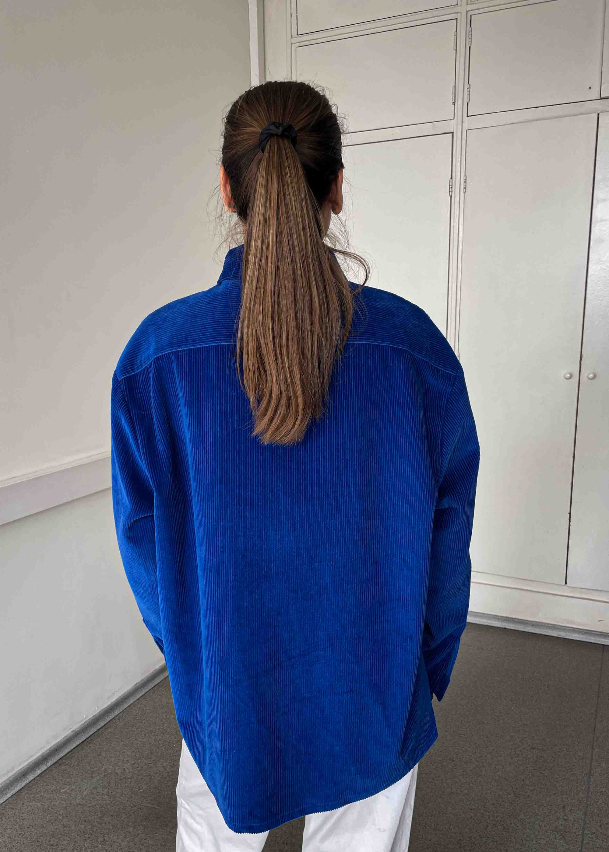 Vintage Indigo Blue Oversized Corduroy Overshirt