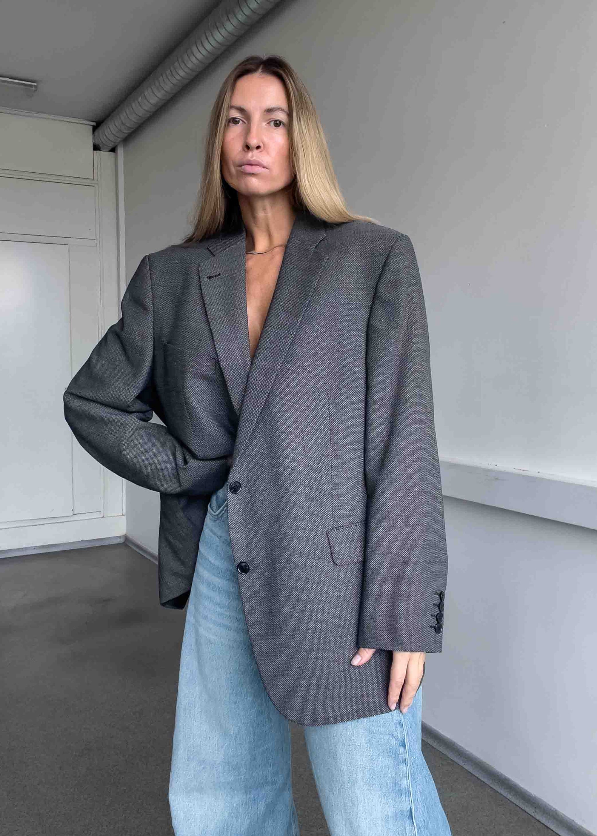Vintage Grey Oversized Blazer