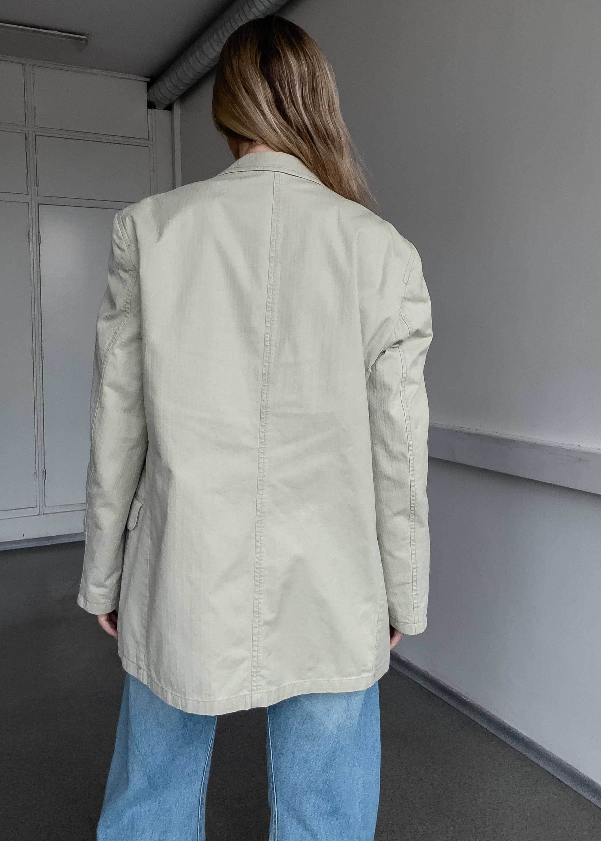 Vintage Light Yellow Oversized Cotton Blazer