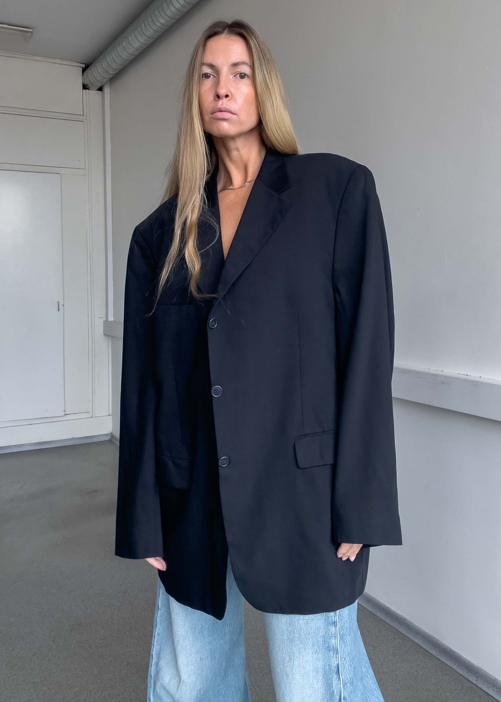 Vintage Navy Blue Oversized Blazer