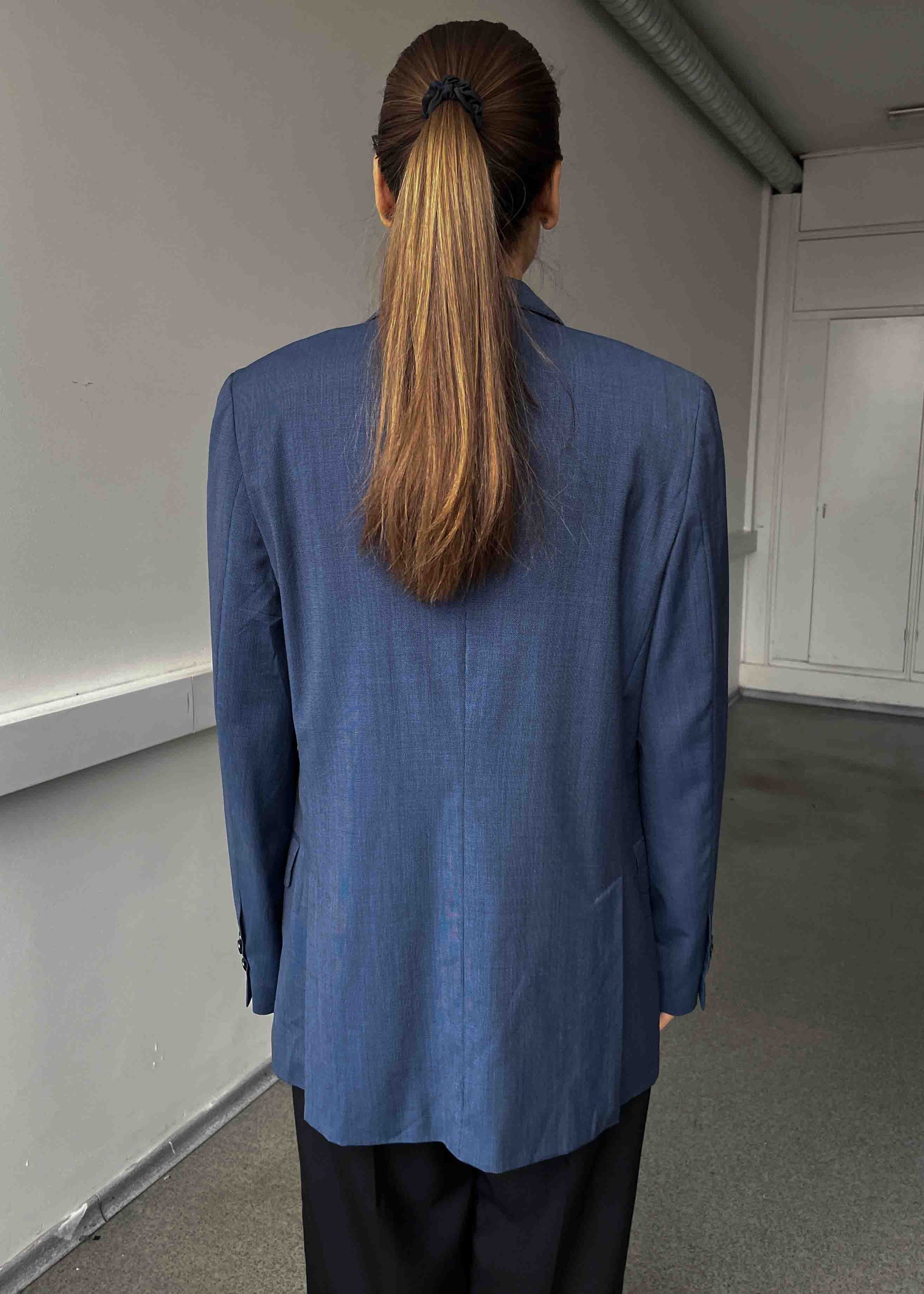 Vintage Blue Oversized 100% WOOL Blazer