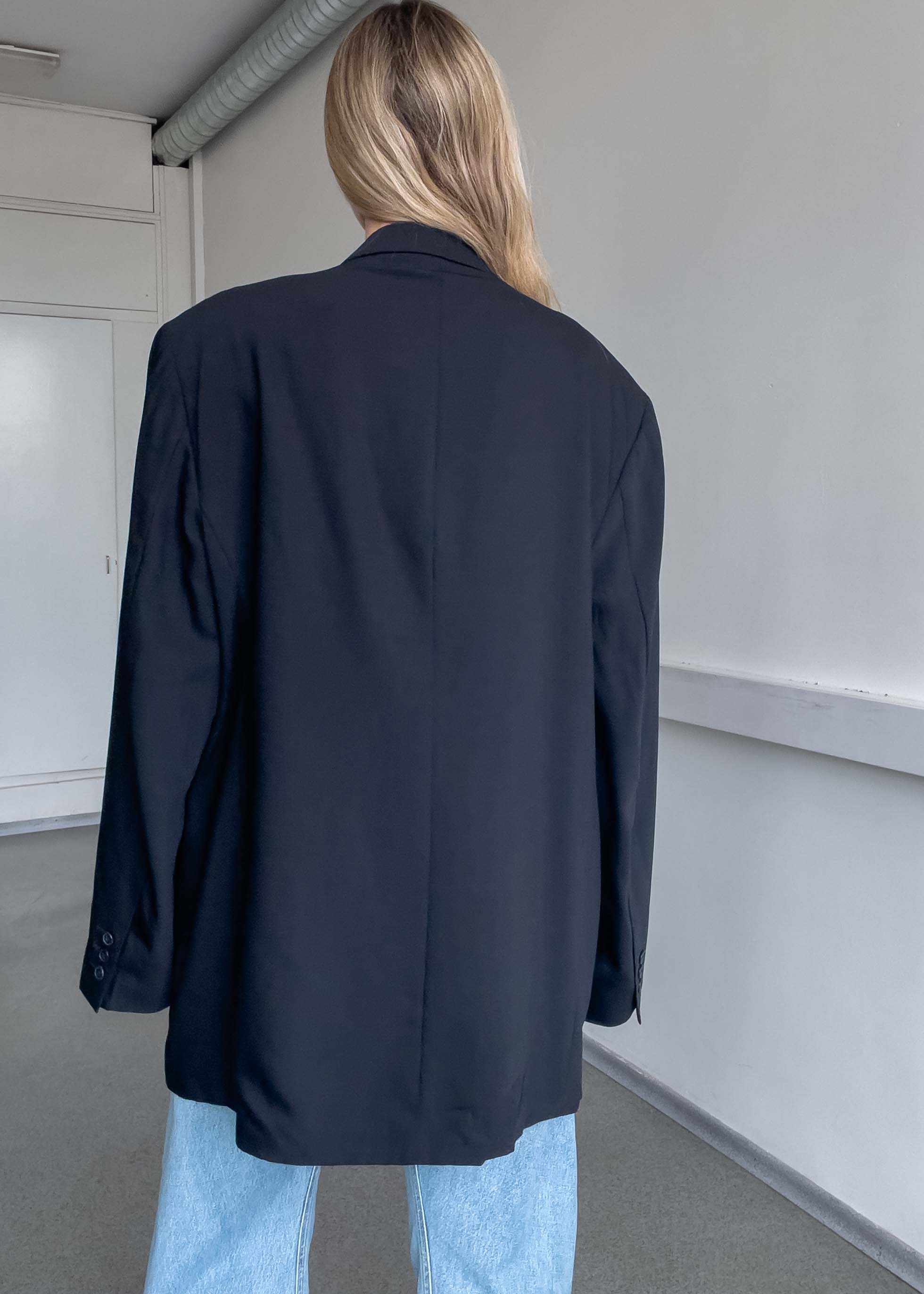 Vintage Navy Blue Oversized Blazer