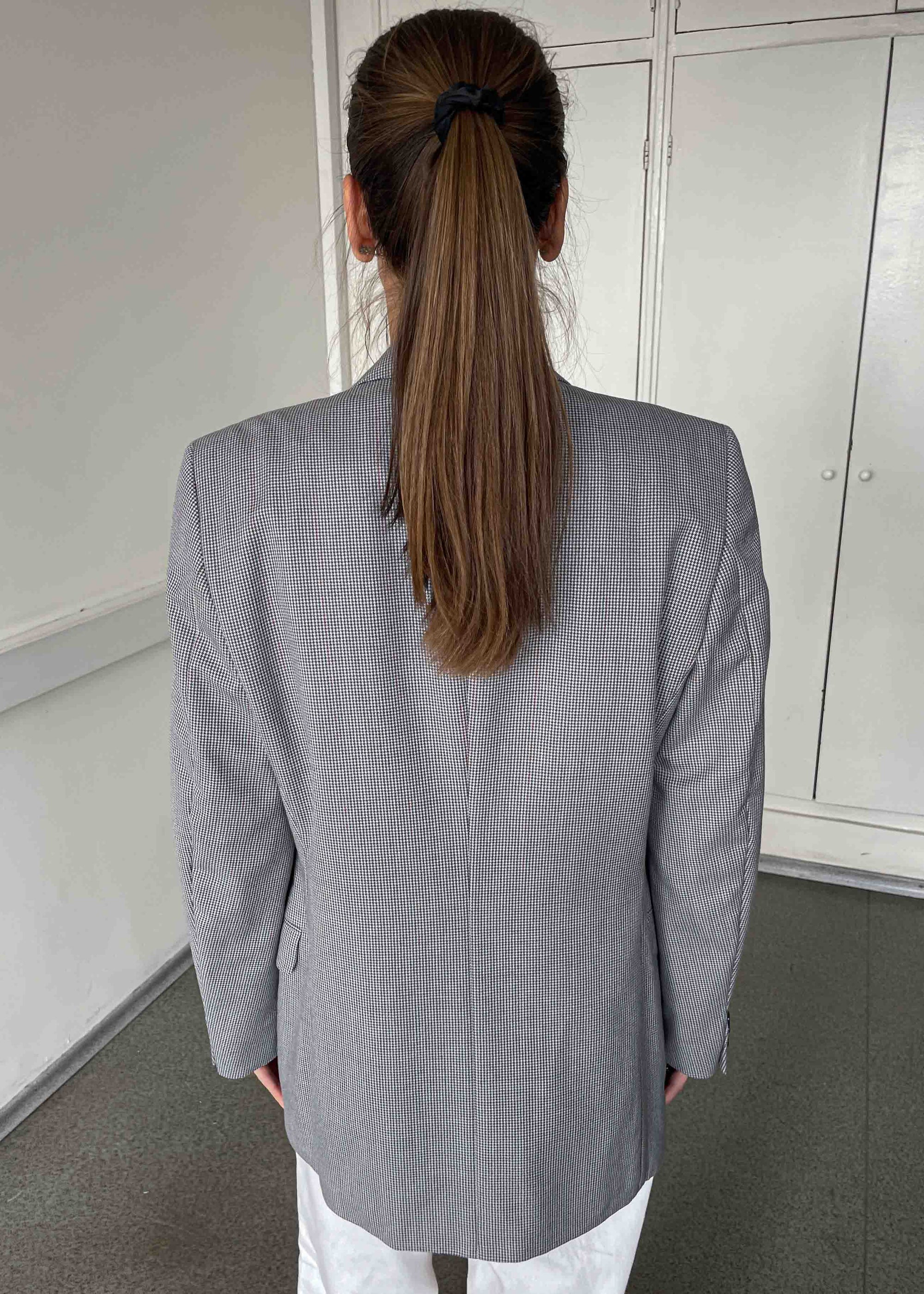 Vintage Grey Checked Small Fit Blazer